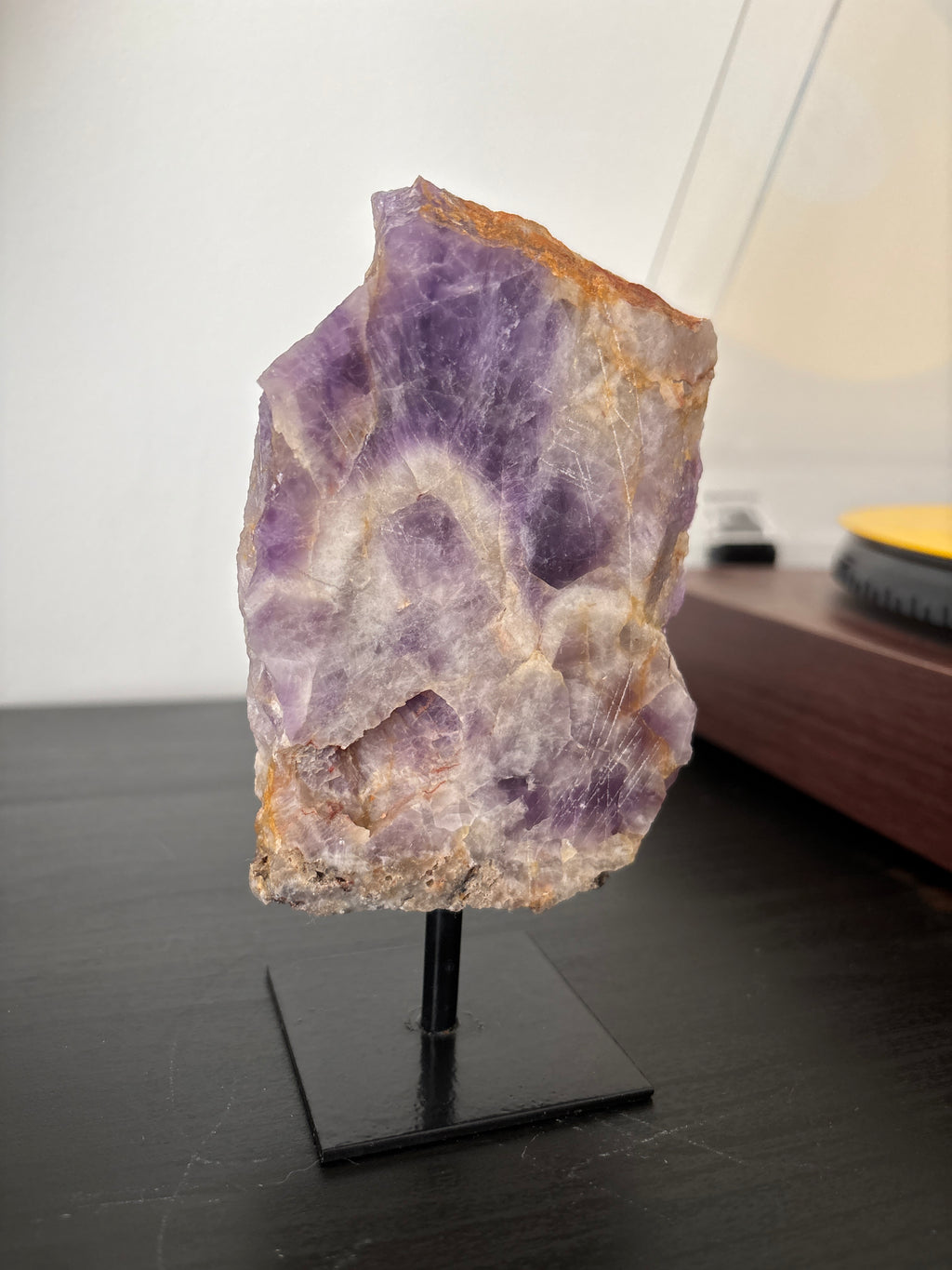 Chevron Amethyst Slab on Stand | Premium Brazilian Mineral Specimen | Collector Crystal Display | Luxury Home Decor