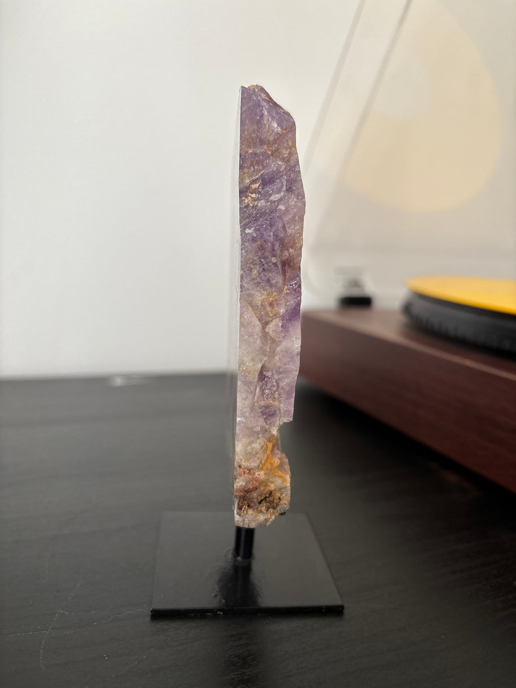 Chevron Amethyst Slab on Stand | Premium Brazilian Mineral Specimen | Collector Crystal Display | Luxury Home Decor