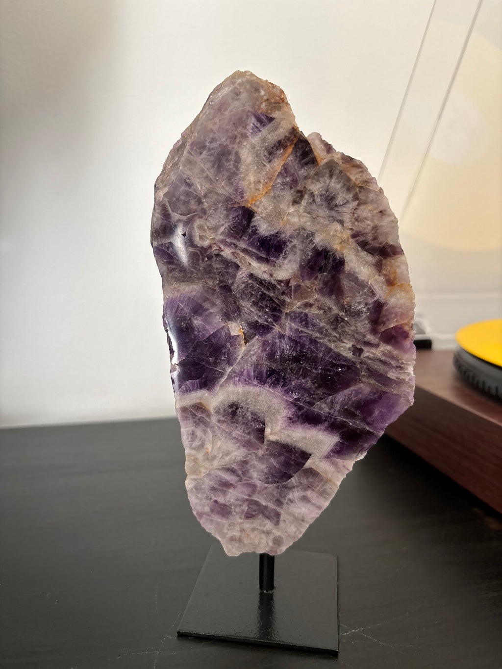 Chevron Amethyst Slab on Stand | Premium Brazilian Mineral Specimen | Collector Crystal Display | Luxury Home Decor