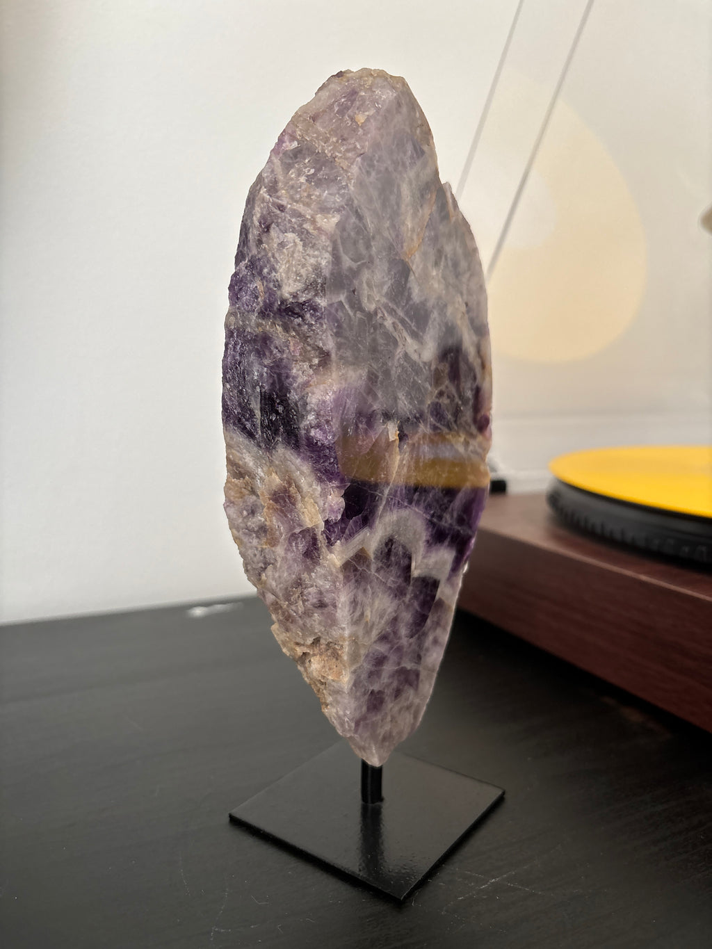 Chevron Amethyst Slab on Stand | Premium Brazilian Mineral Specimen | Collector Crystal Display | Luxury Home Decor