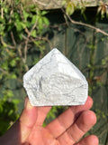 Natural Howlite Cut Base | Polished White Mineral Specimen | Free Standing Collector Crystal | Luxury Home Decor