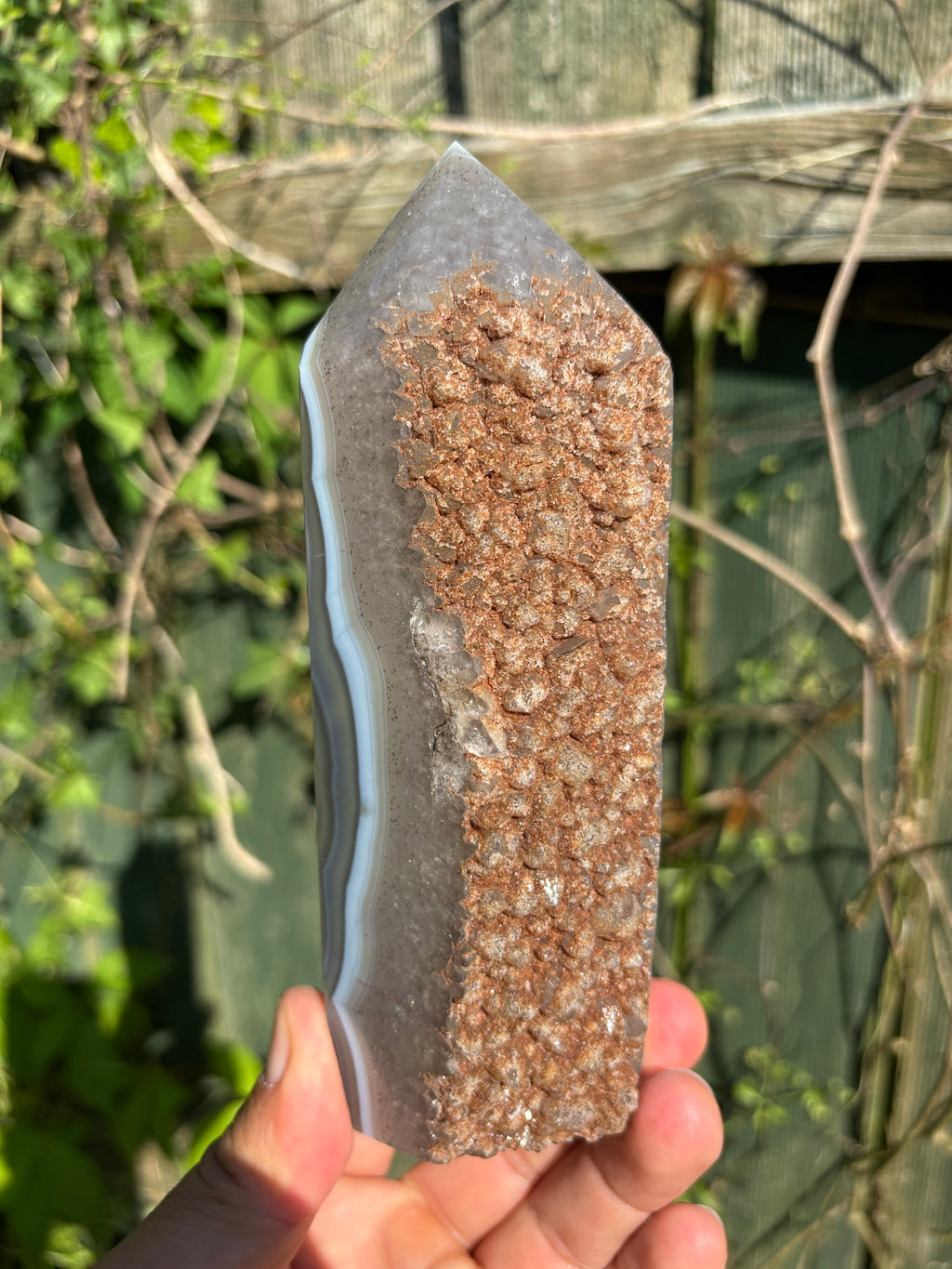 Natural Agate Druzy Point | Premium Brazilian Crystal Tower | Polished Mineral Specimen | Luxury Home Decor