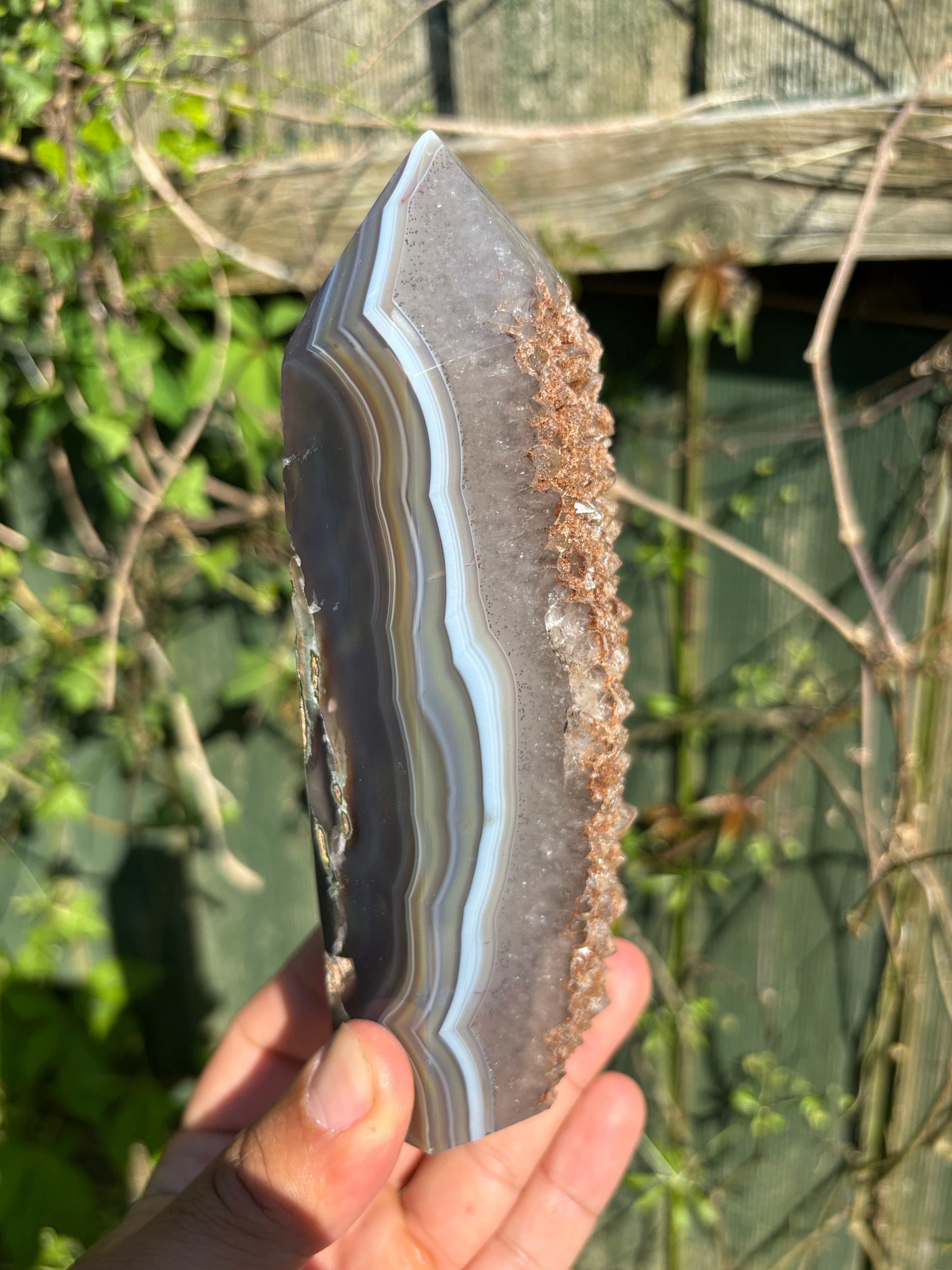 Natural Agate Druzy Point | Premium Brazilian Crystal Tower | Polished Mineral Specimen | Luxury Home Decor