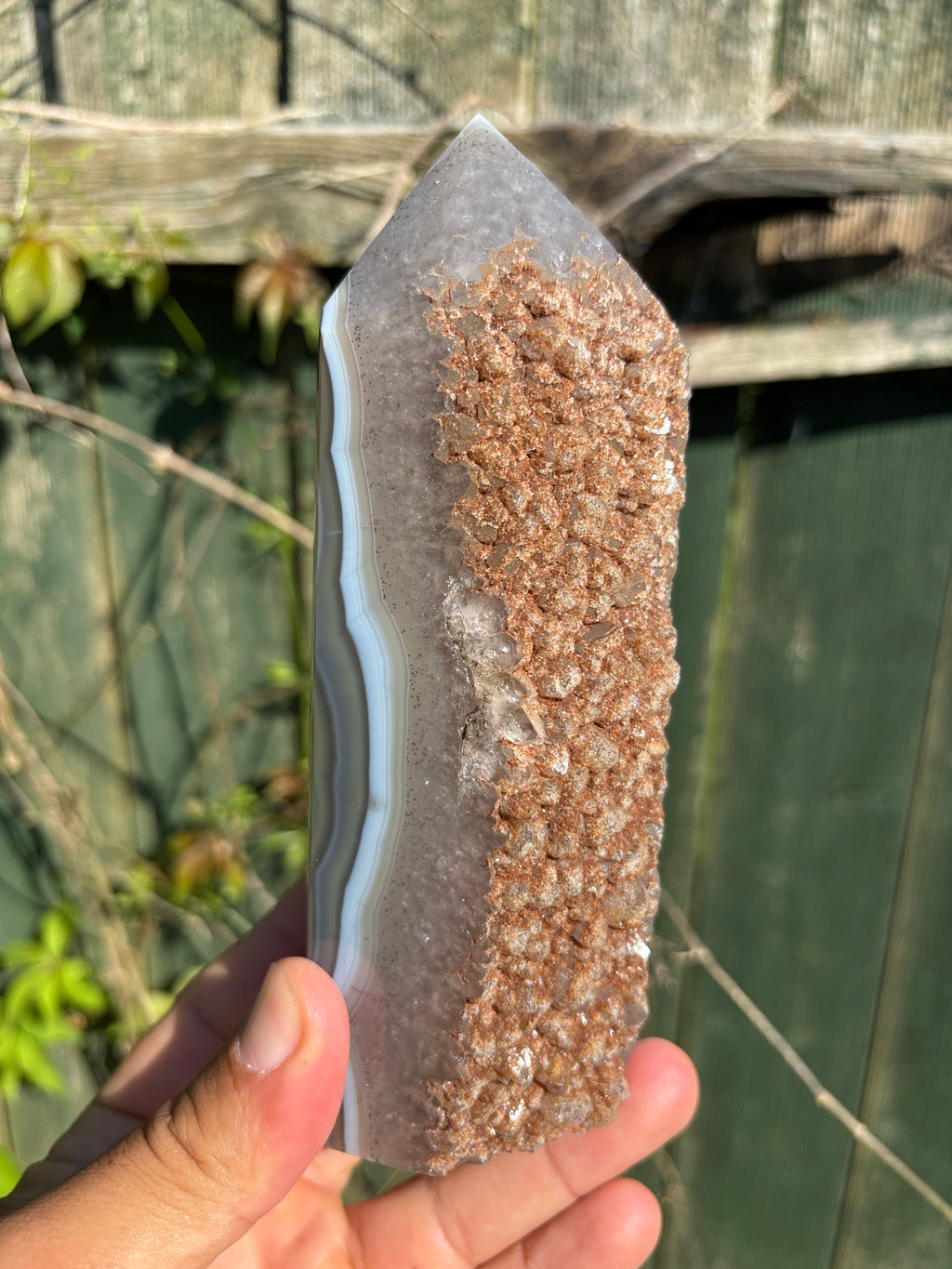 Natural Agate Druzy Point | Premium Brazilian Crystal Tower | Polished Mineral Specimen | Luxury Home Decor