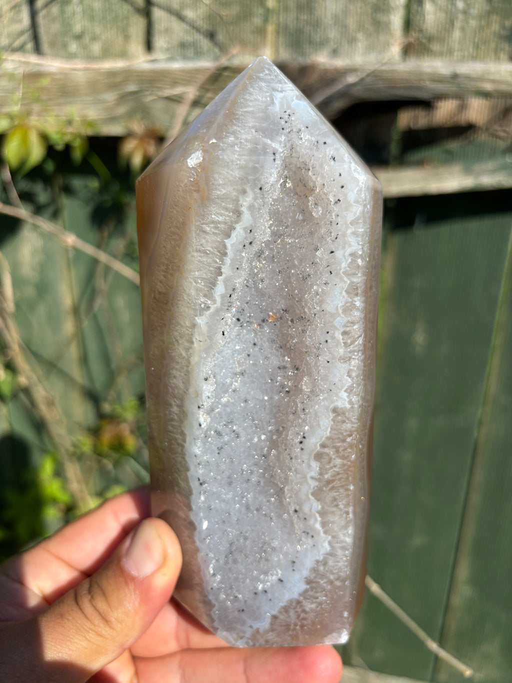 Natural Agate Druzy Point | Premium Brazilian Crystal Tower | Polished Mineral Specimen | Luxury Home Decor