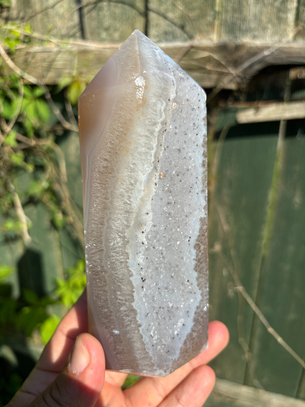 Natural Agate Druzy Point | Premium Brazilian Crystal Tower | Polished Mineral Specimen | Luxury Home Decor
