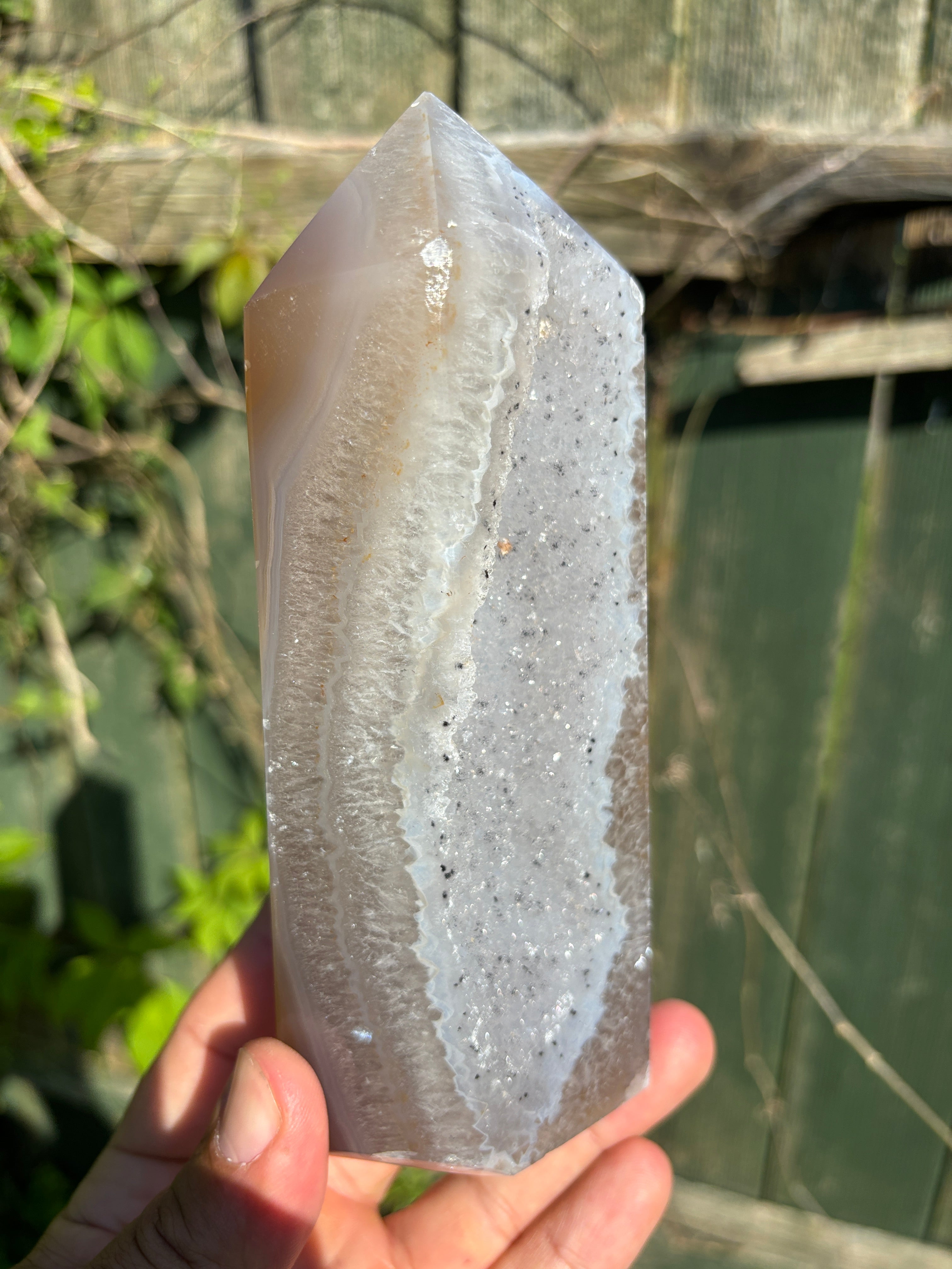 Natural Agate Druzy Point | Premium Brazilian Crystal Tower | Polished Mineral Specimen | Luxury Home Decor