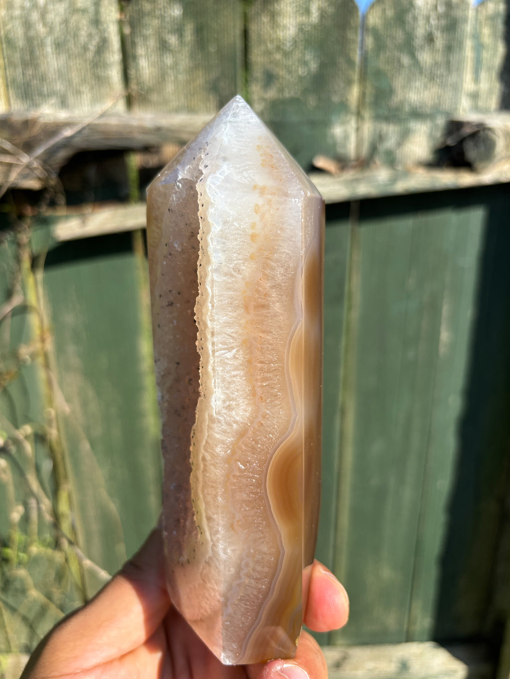 Natural Agate Druzy Point | Premium Brazilian Crystal Tower | Polished Mineral Specimen | Luxury Home Decor