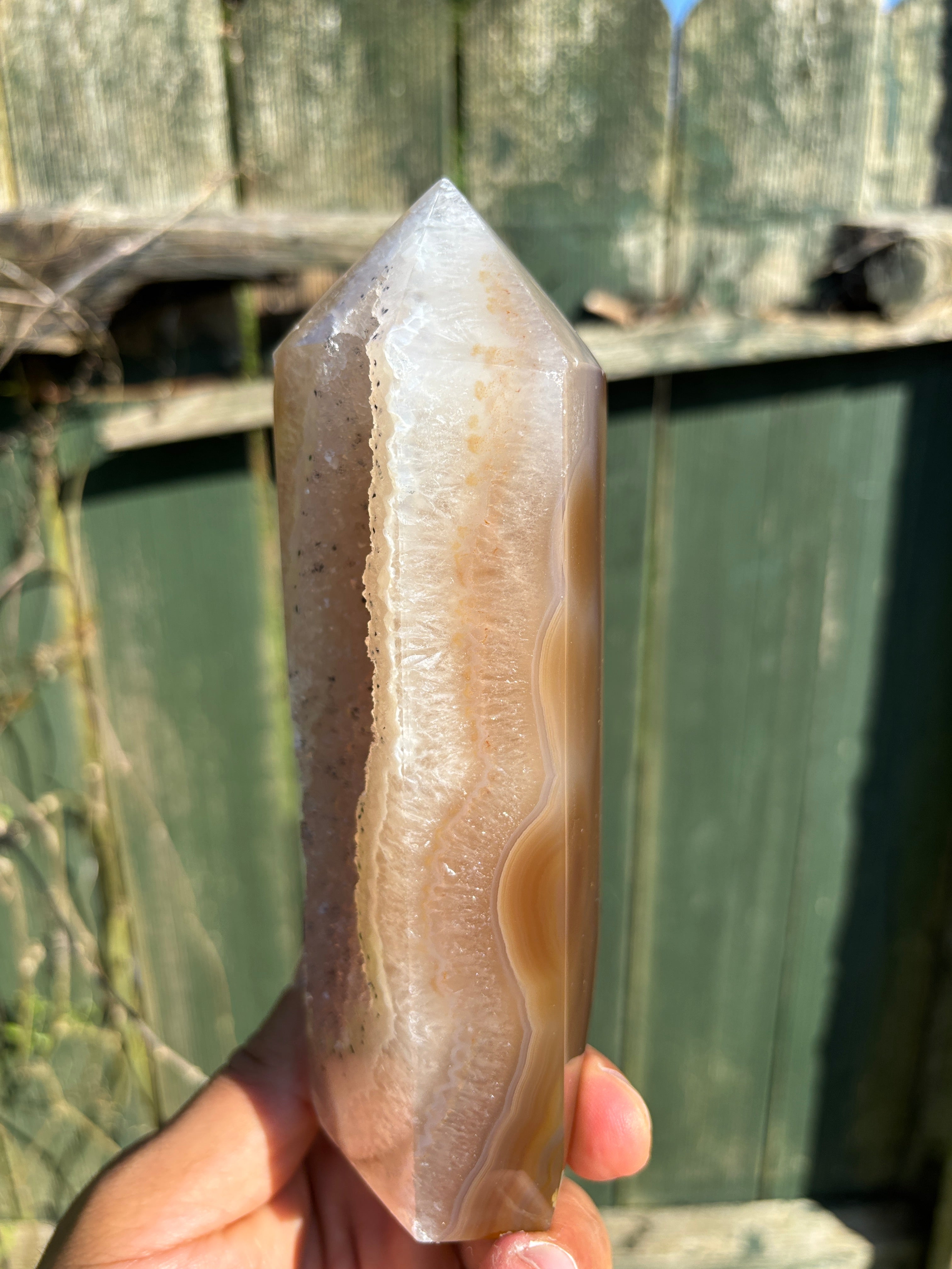 Natural Agate Druzy Point | Premium Brazilian Crystal Tower | Polished Mineral Specimen | Luxury Home Decor