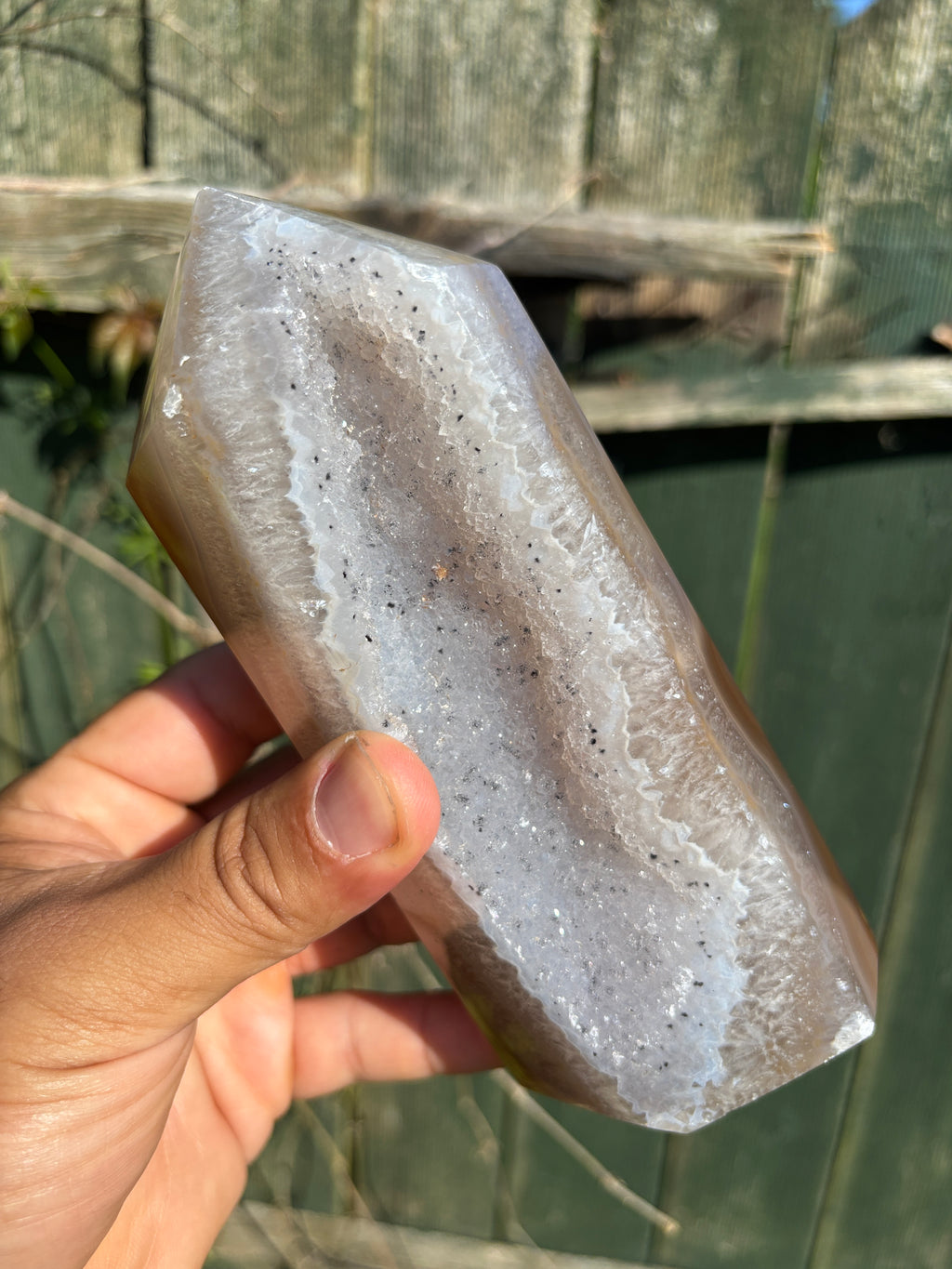Natural Agate Druzy Point | Premium Brazilian Crystal Tower | Polished Mineral Specimen | Luxury Home Decor