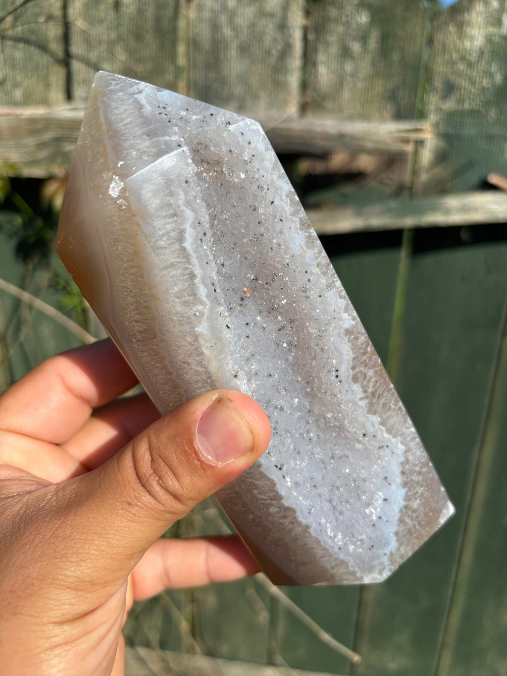 Natural Agate Druzy Point | Premium Brazilian Crystal Tower | Polished Mineral Specimen | Luxury Home Decor