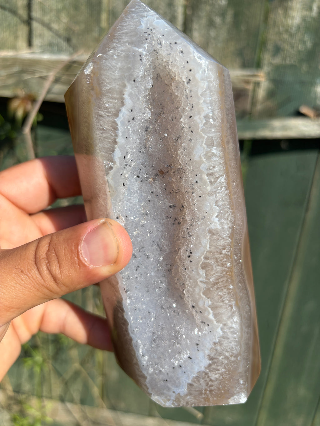 Natural Agate Druzy Point | Premium Brazilian Crystal Tower | Polished Mineral Specimen | Luxury Home Decor
