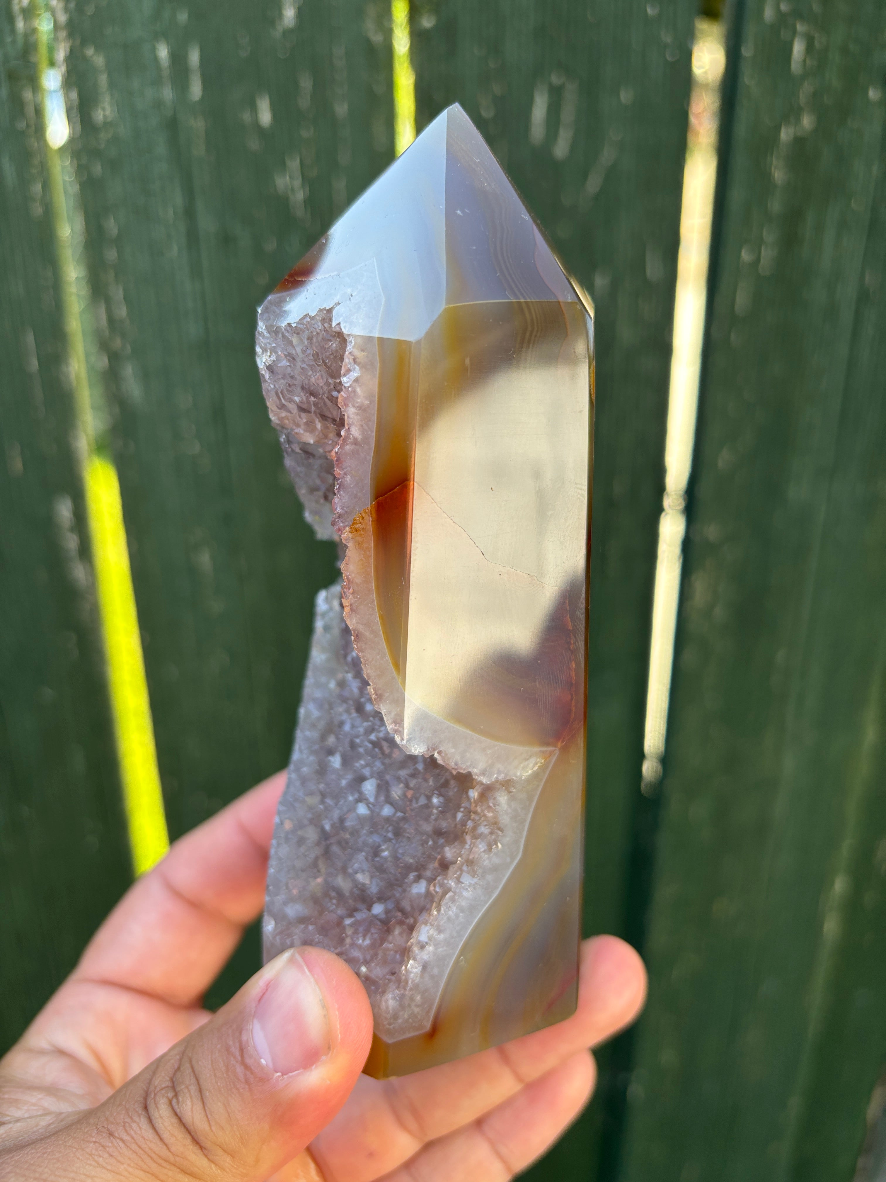 Natural Agate Druzy Point | Premium Brazilian Crystal Tower | Polished Mineral Specimen | Luxury Home Decor