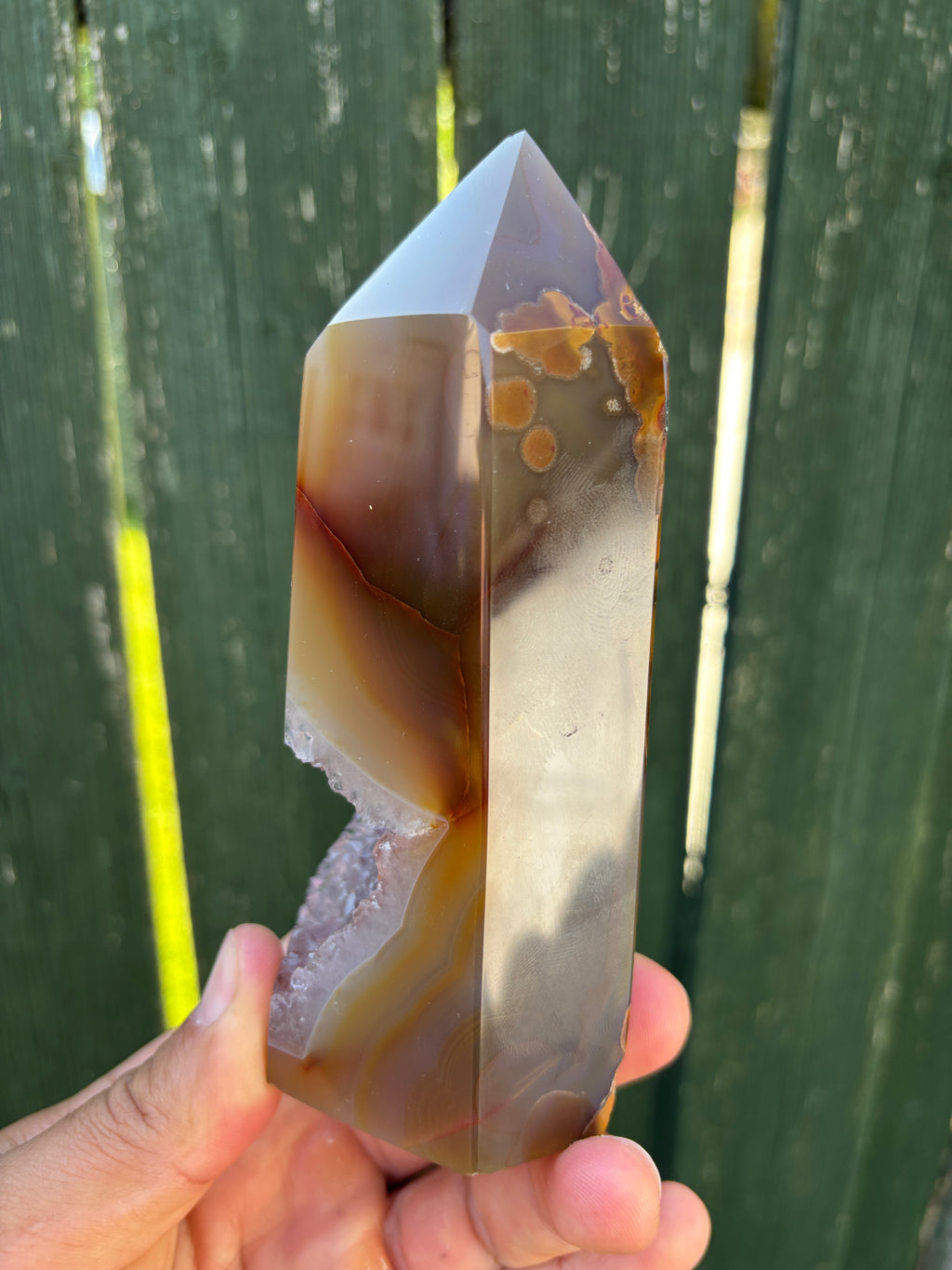 Natural Agate Druzy Point | Premium Brazilian Crystal Tower | Polished Mineral Specimen | Luxury Home Decor