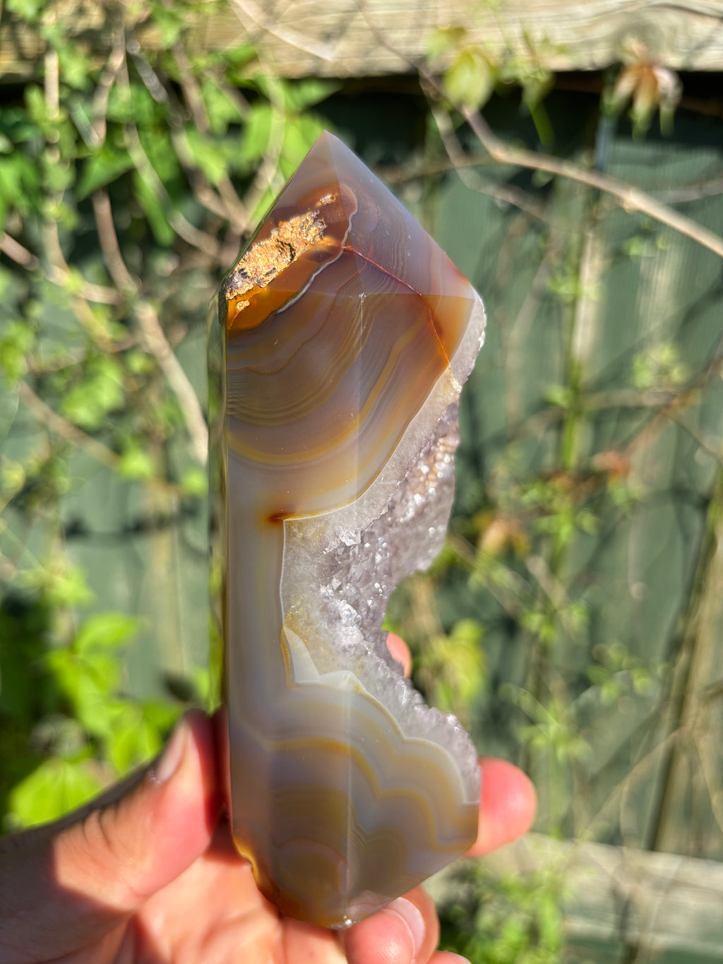 Natural Agate Druzy Point | Premium Brazilian Crystal Tower | Polished Mineral Specimen | Luxury Home Decor