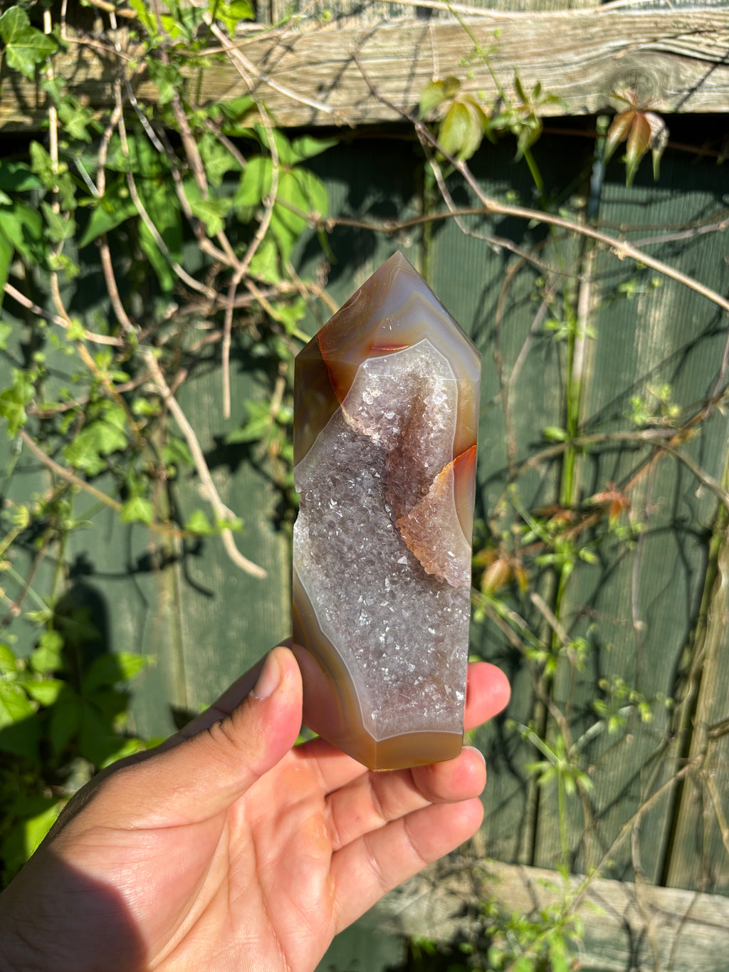 Natural Agate Druzy Point | Premium Brazilian Crystal Tower | Polished Mineral Specimen | Luxury Home Decor