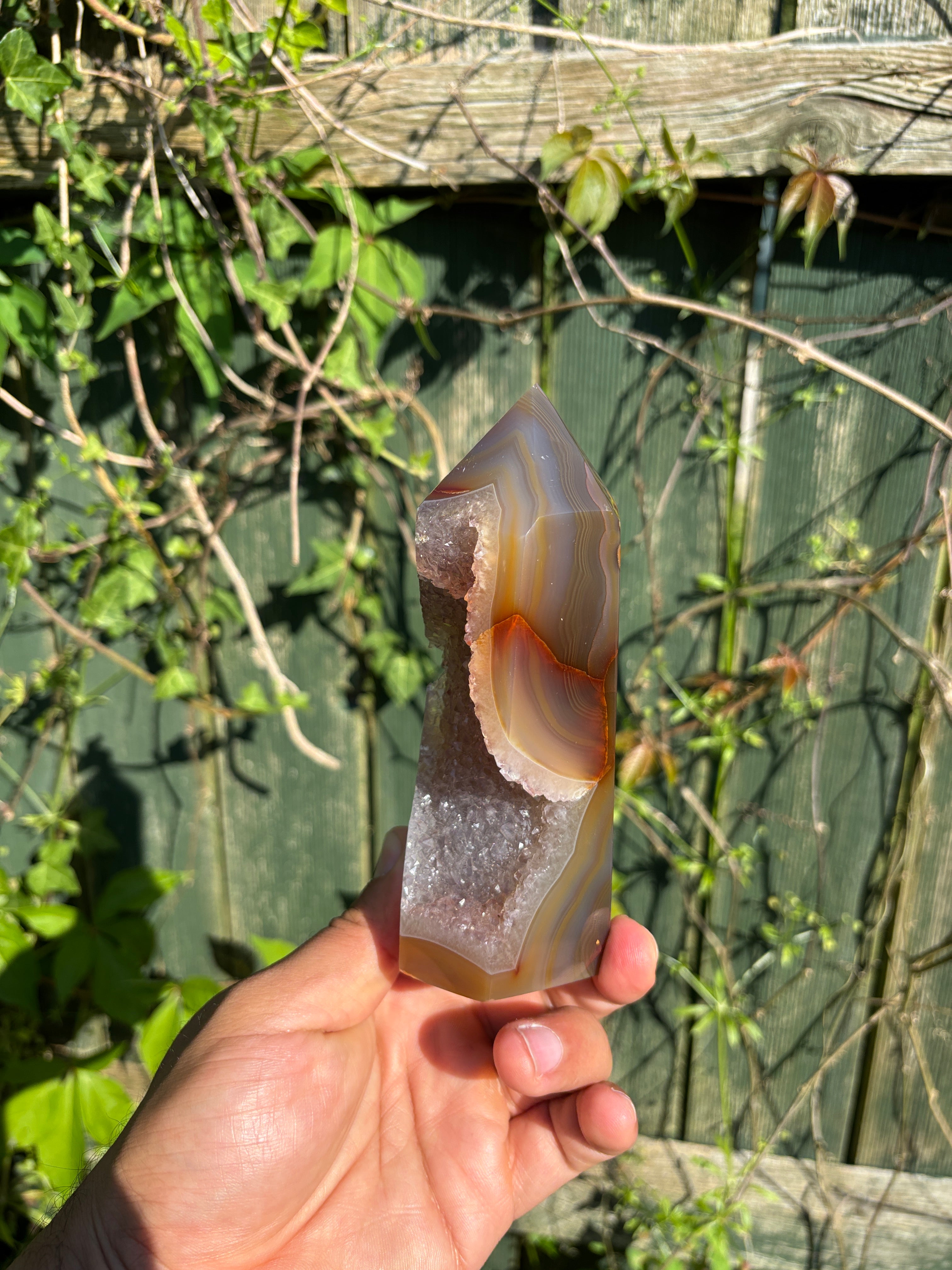 Natural Agate Druzy Point | Premium Brazilian Crystal Tower | Polished Mineral Specimen | Luxury Home Decor