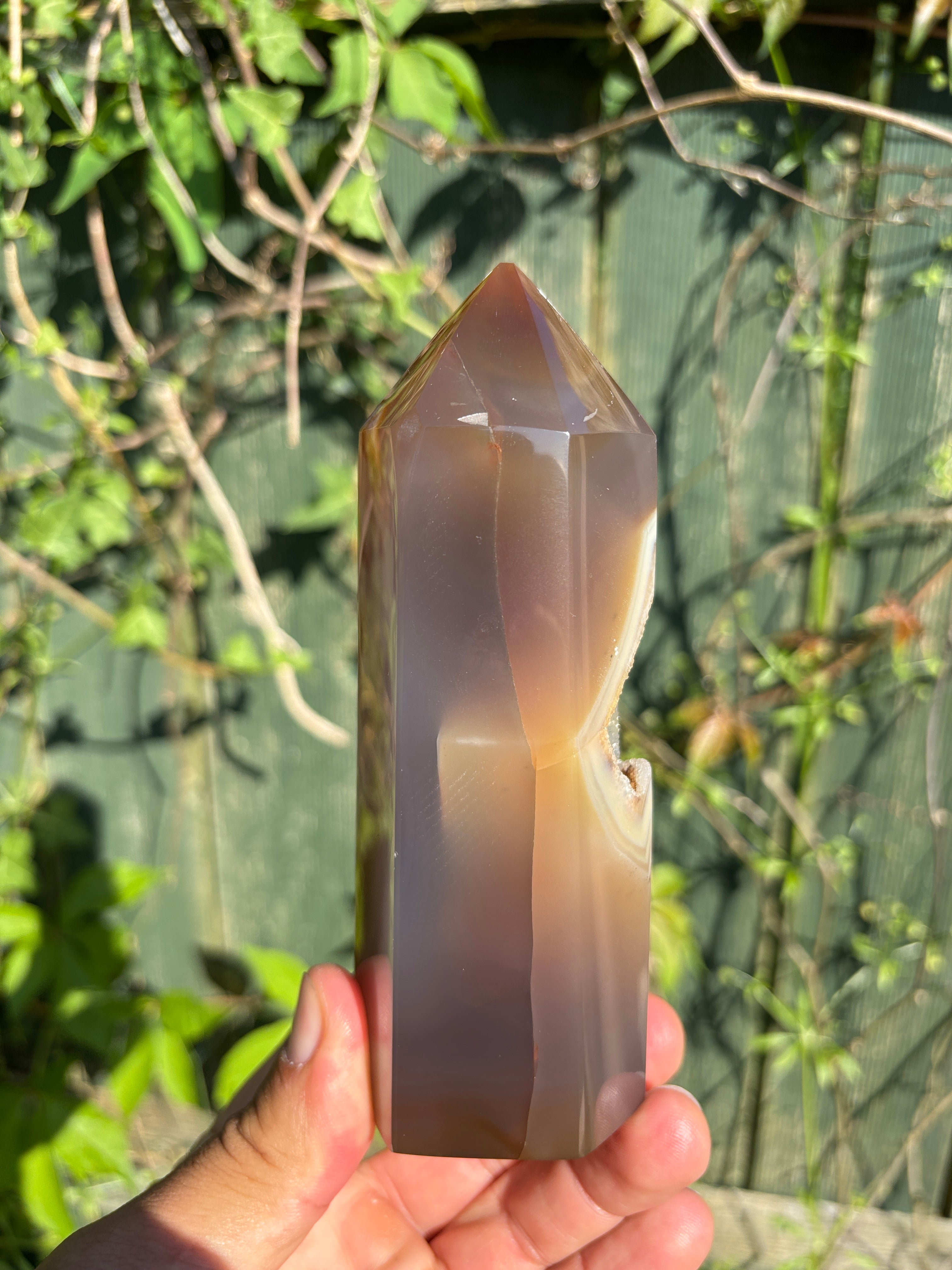 Natural Agate Druzy Point | Premium Brazilian Crystal Tower | Polished Mineral Specimen | Luxury Home Decor