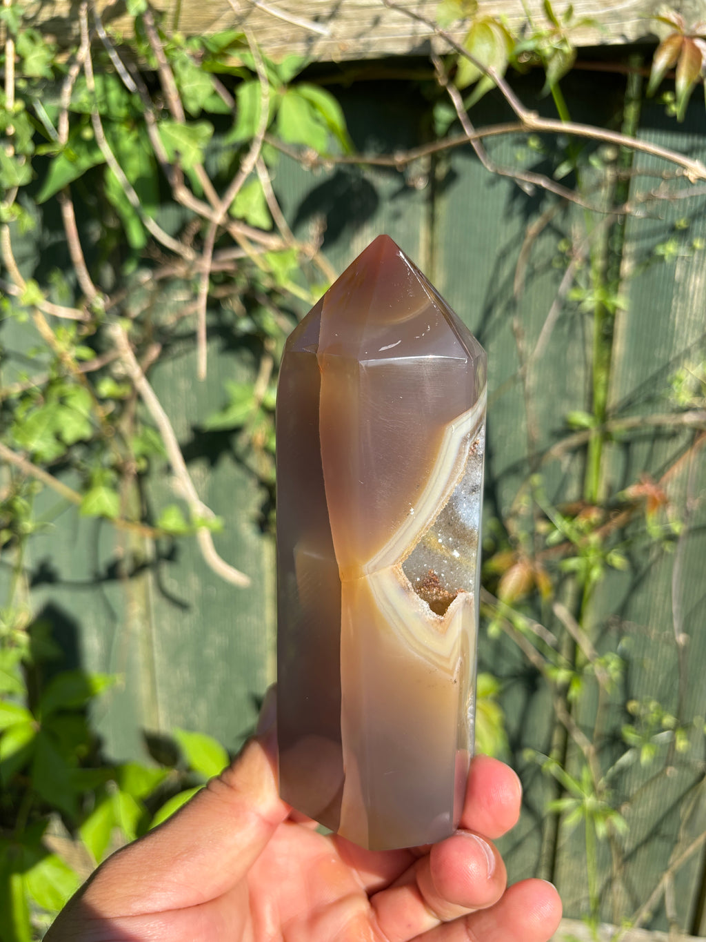 Natural Agate Druzy Point | Premium Brazilian Crystal Tower | Polished Mineral Specimen | Luxury Home Decor