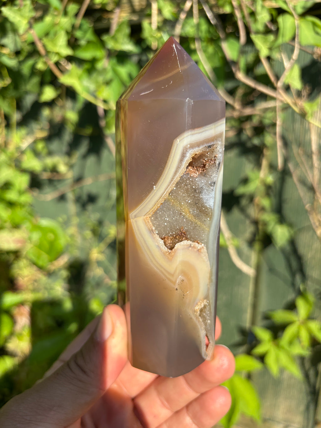 Natural Agate Druzy Point | Premium Brazilian Crystal Tower | Polished Mineral Specimen | Luxury Home Decor