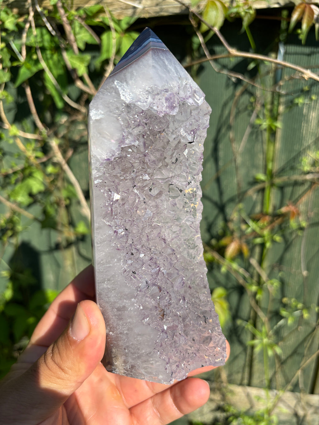 Natural Agate Druzy Point | Premium Brazilian Crystal Tower | Polished Mineral Specimen | Luxury Home Decor