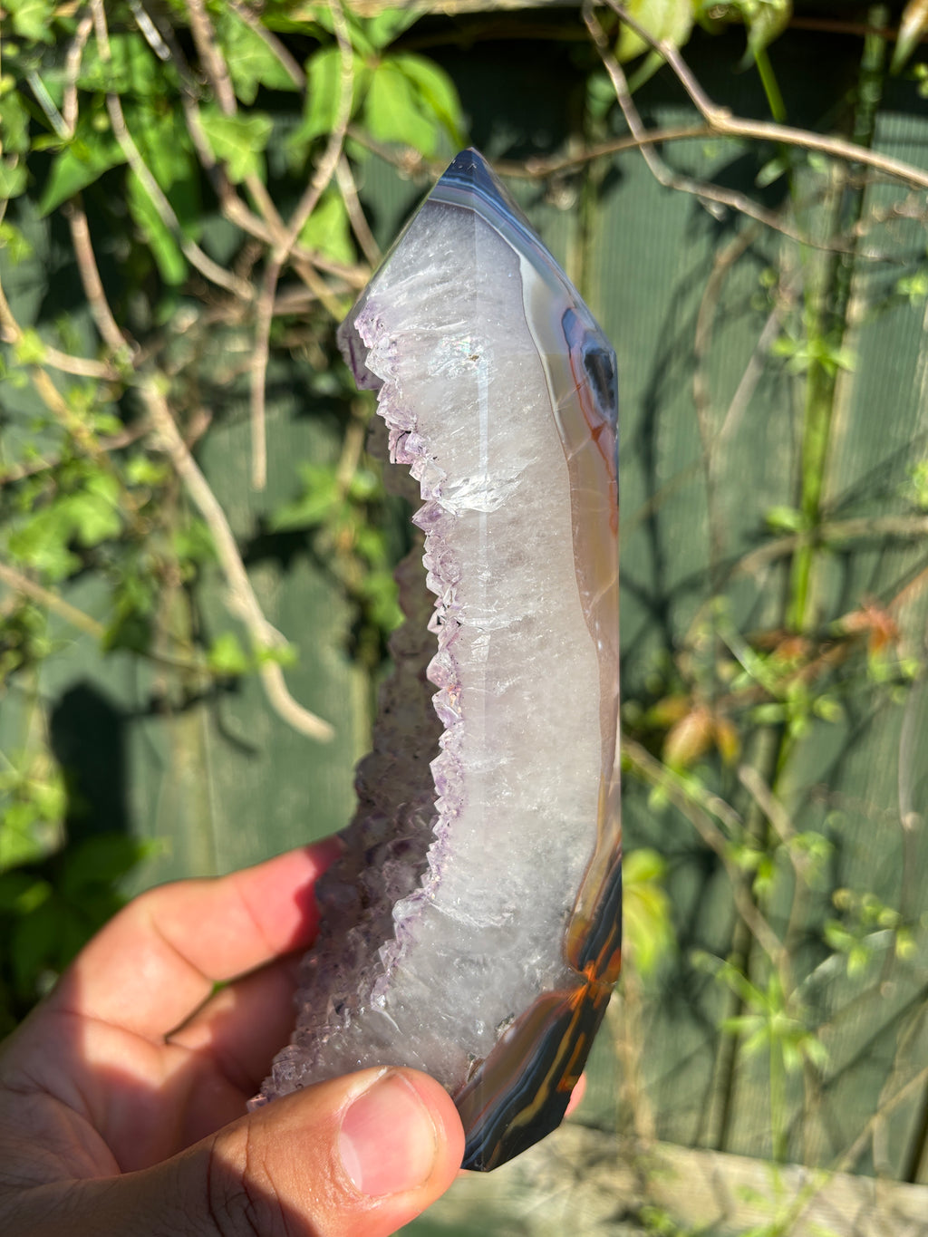 Natural Agate Druzy Point | Premium Brazilian Crystal Tower | Polished Mineral Specimen | Luxury Home Decor