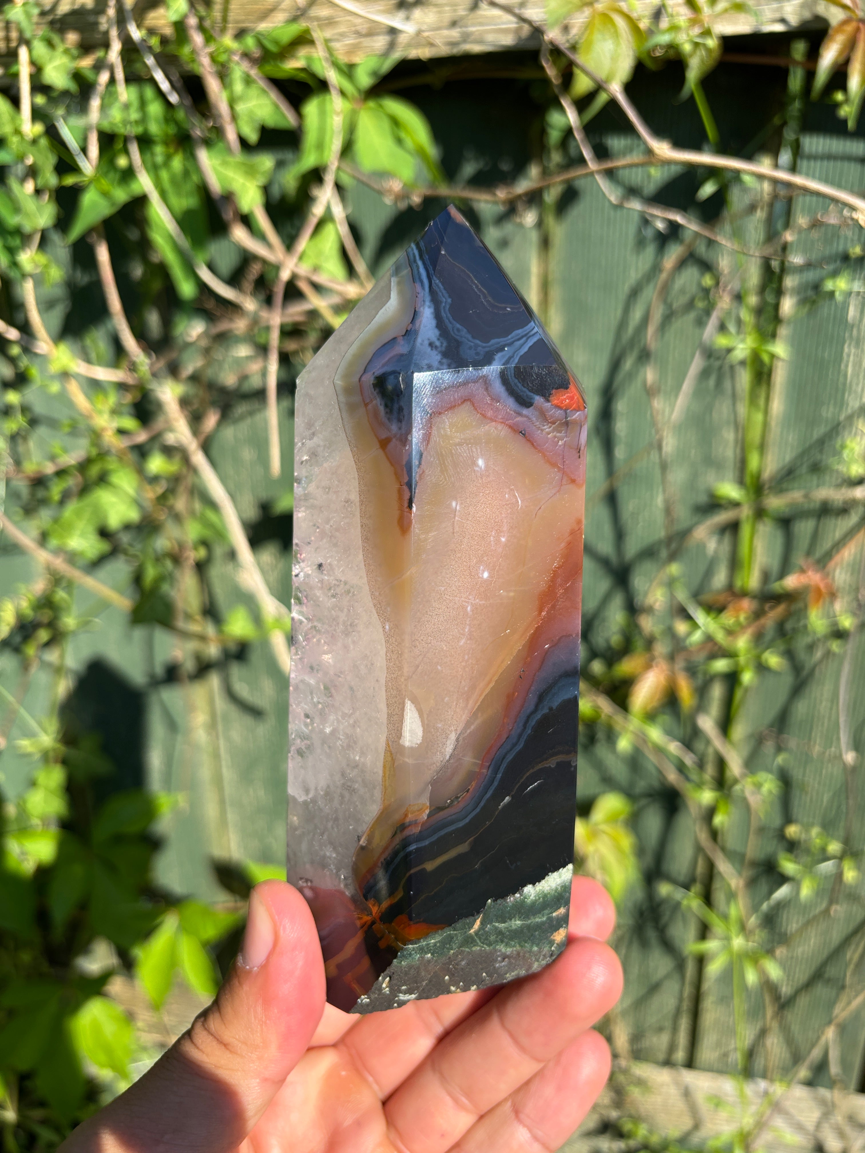 Natural Agate Druzy Point | Premium Brazilian Crystal Tower | Polished Mineral Specimen | Luxury Home Decor