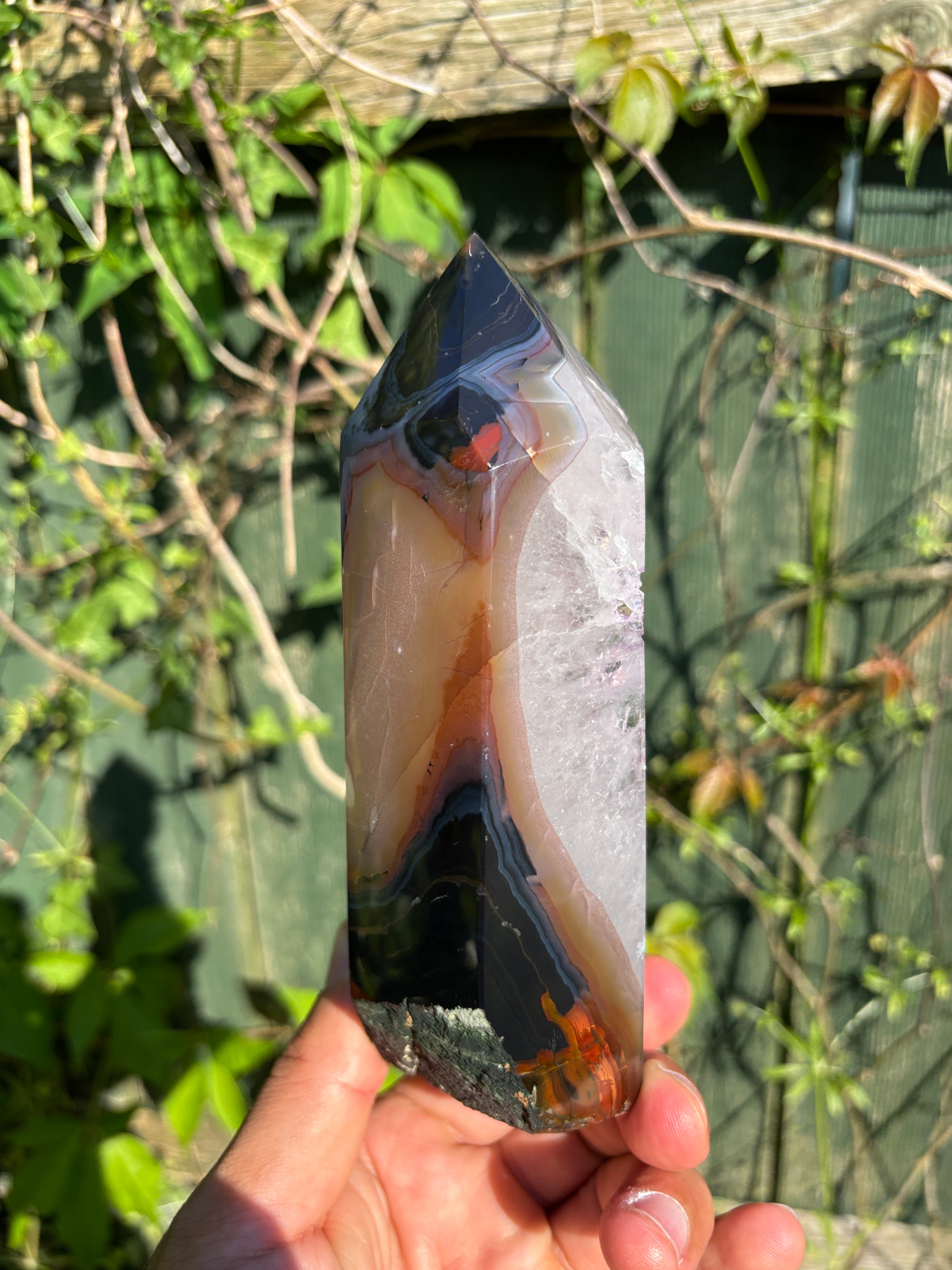 Natural Agate Druzy Point | Premium Brazilian Crystal Tower | Polished Mineral Specimen | Luxury Home Decor