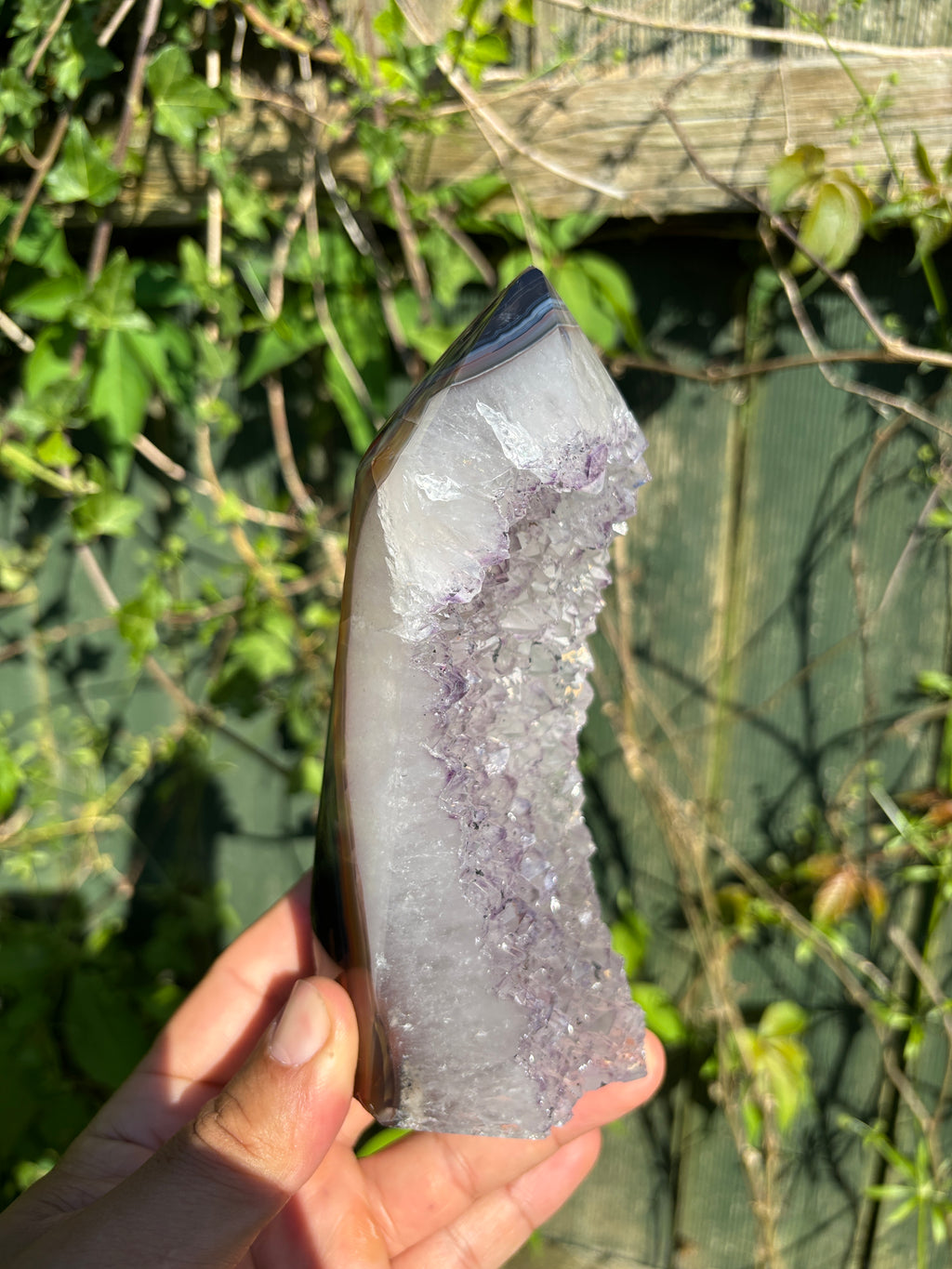 Natural Agate Druzy Point | Premium Brazilian Crystal Tower | Polished Mineral Specimen | Luxury Home Decor