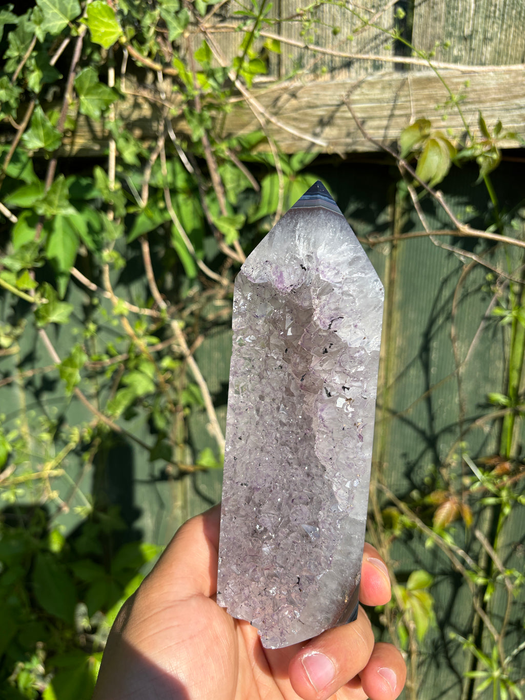 Natural Agate Druzy Point | Premium Brazilian Crystal Tower | Polished Mineral Specimen | Luxury Home Decor