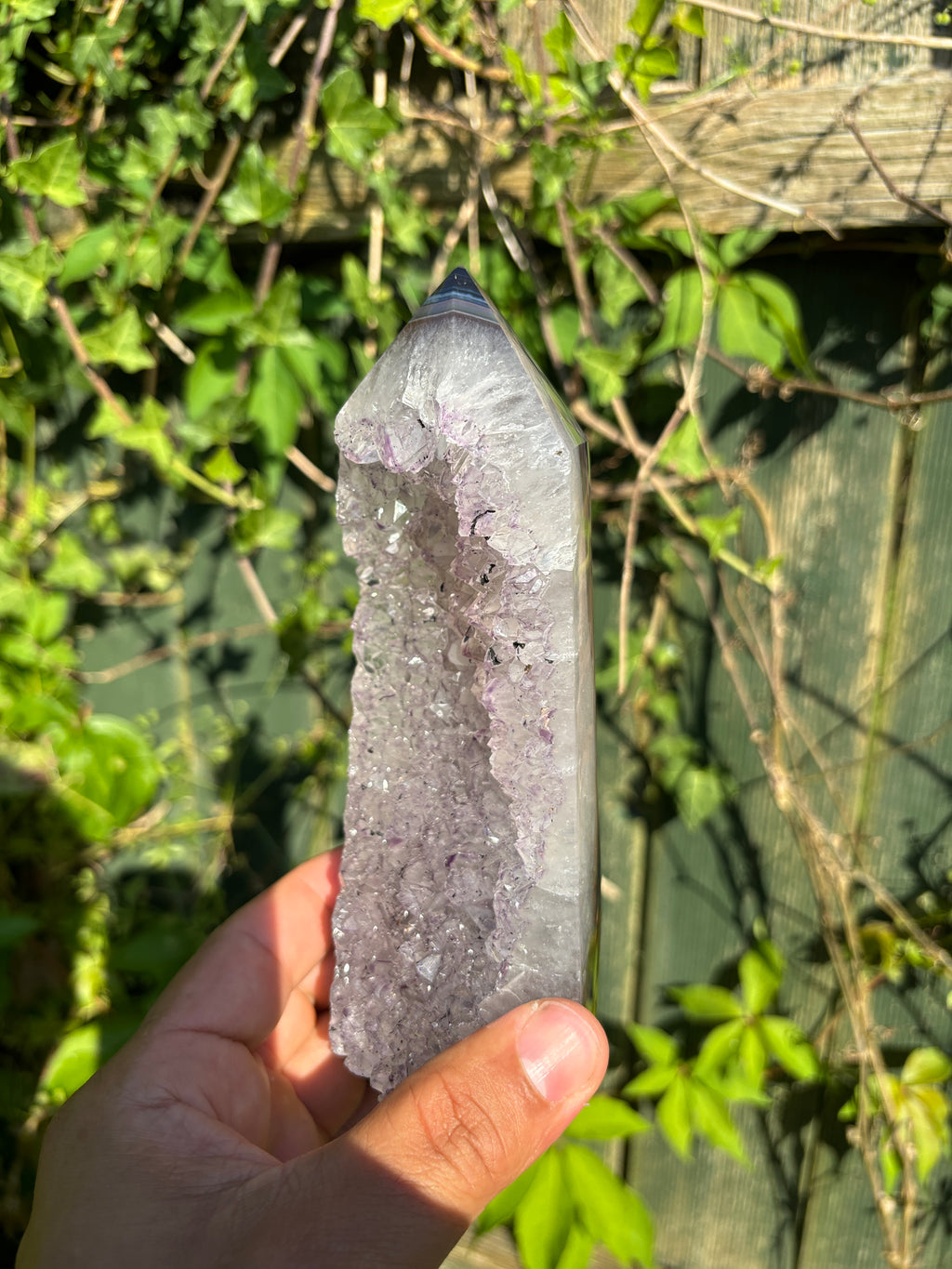 Natural Agate Druzy Point | Premium Brazilian Crystal Tower | Polished Mineral Specimen | Luxury Home Decor