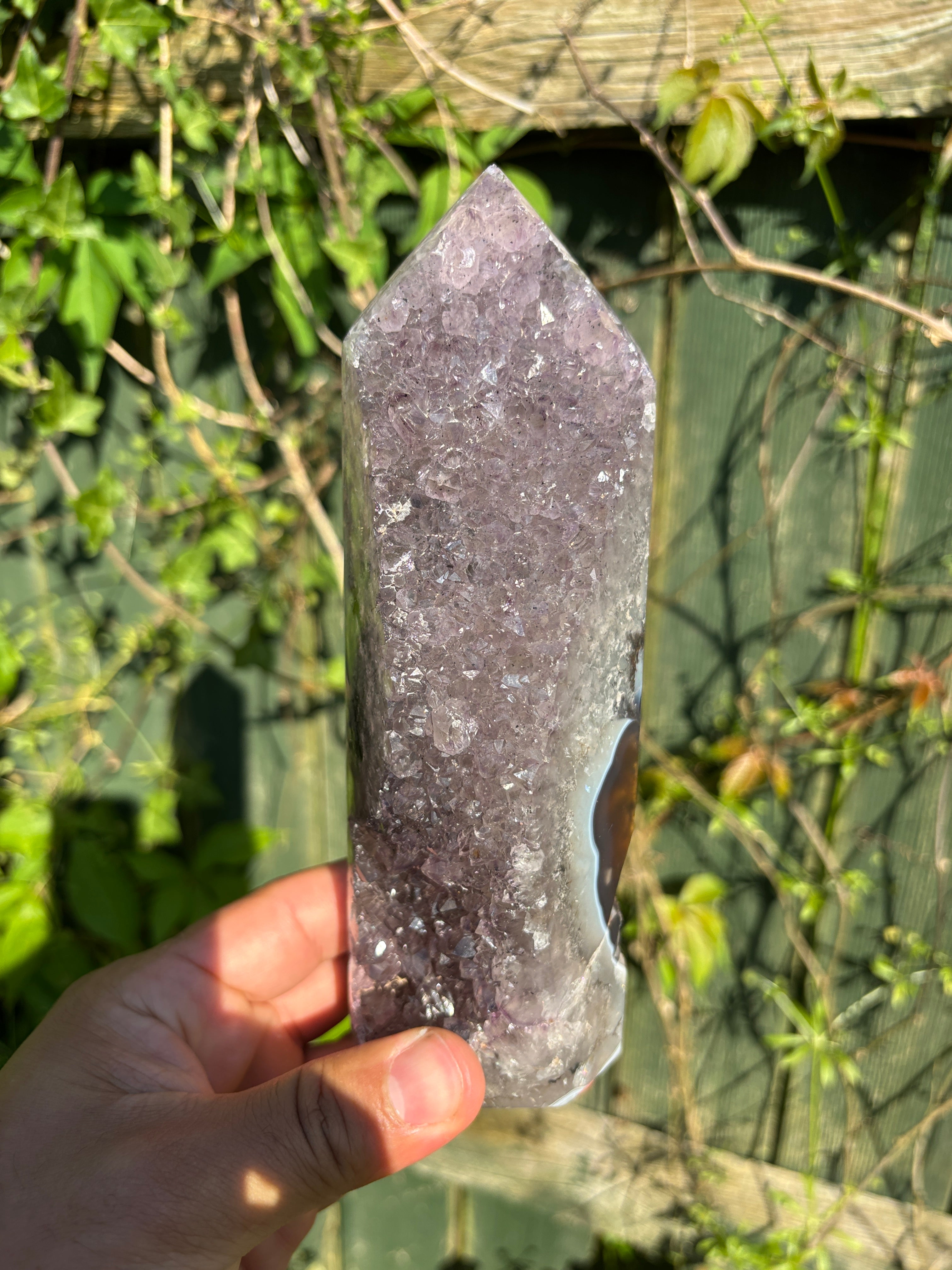Natural Agate Druzy Point | Premium Brazilian Crystal Tower | Polished Mineral Specimen | Luxury Home Decor