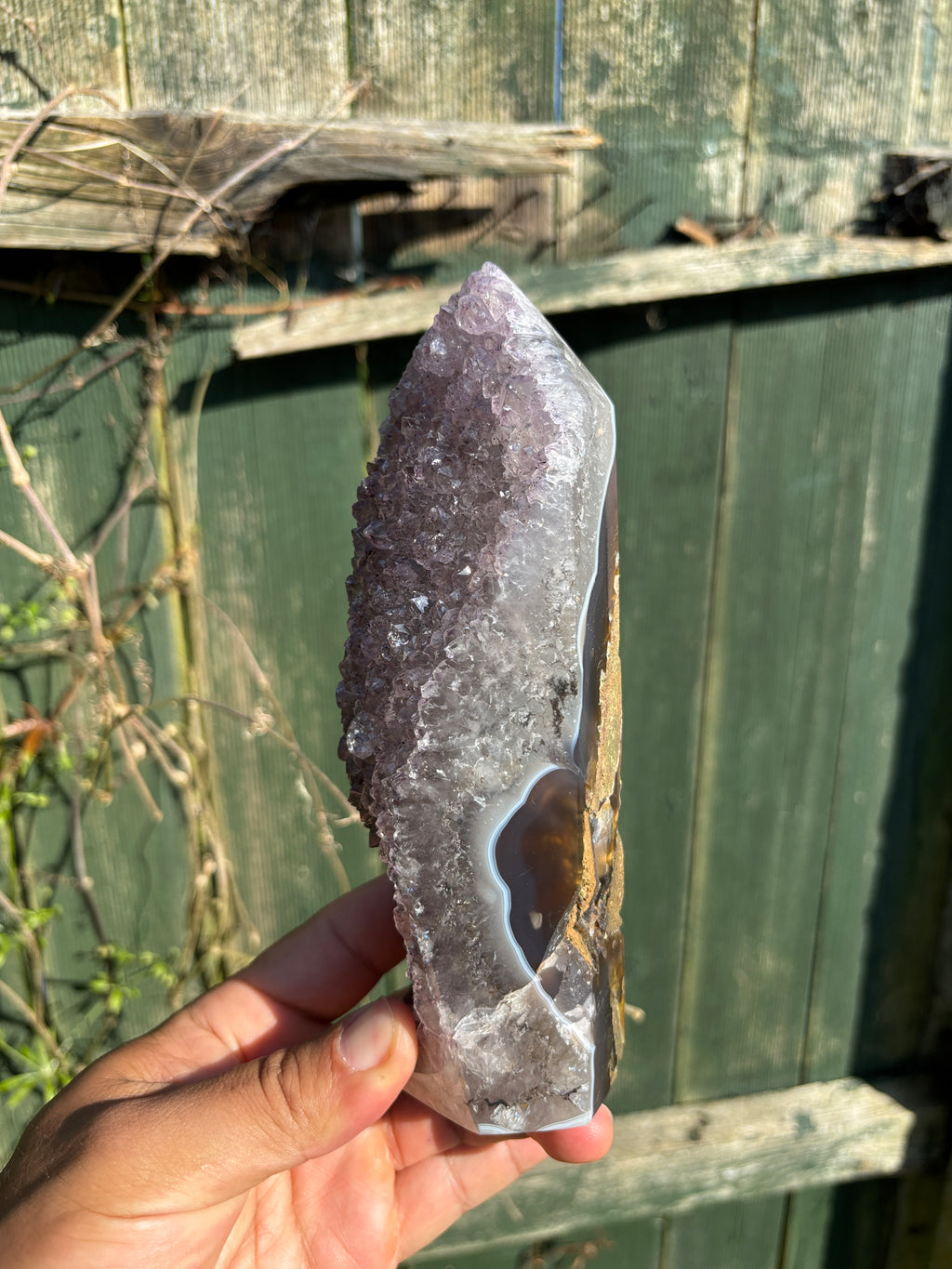 Natural Agate Druzy Point | Premium Brazilian Crystal Tower | Polished Mineral Specimen | Luxury Home Decor
