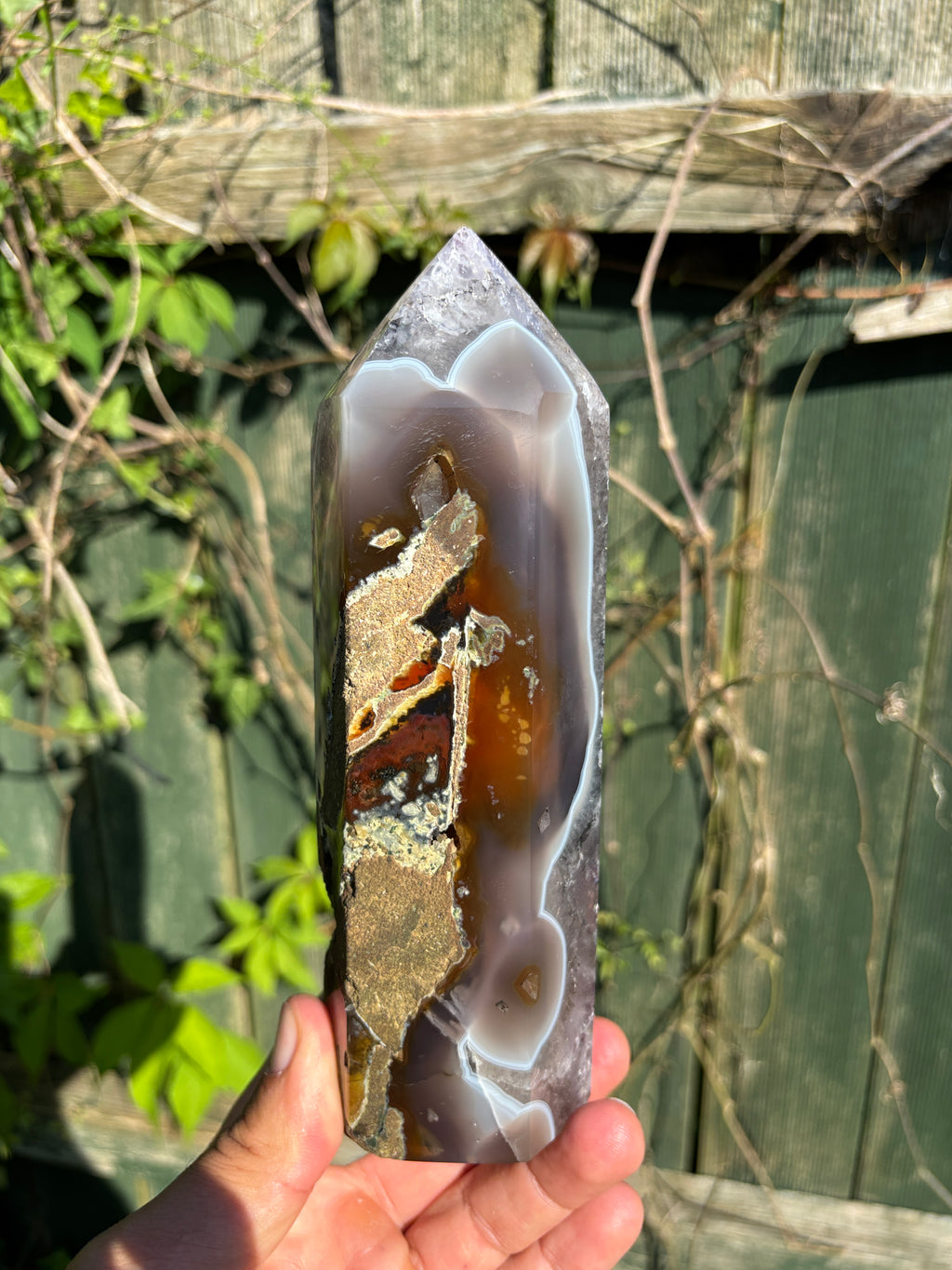 Natural Agate Druzy Point | Premium Brazilian Crystal Tower | Polished Mineral Specimen | Luxury Home Decor