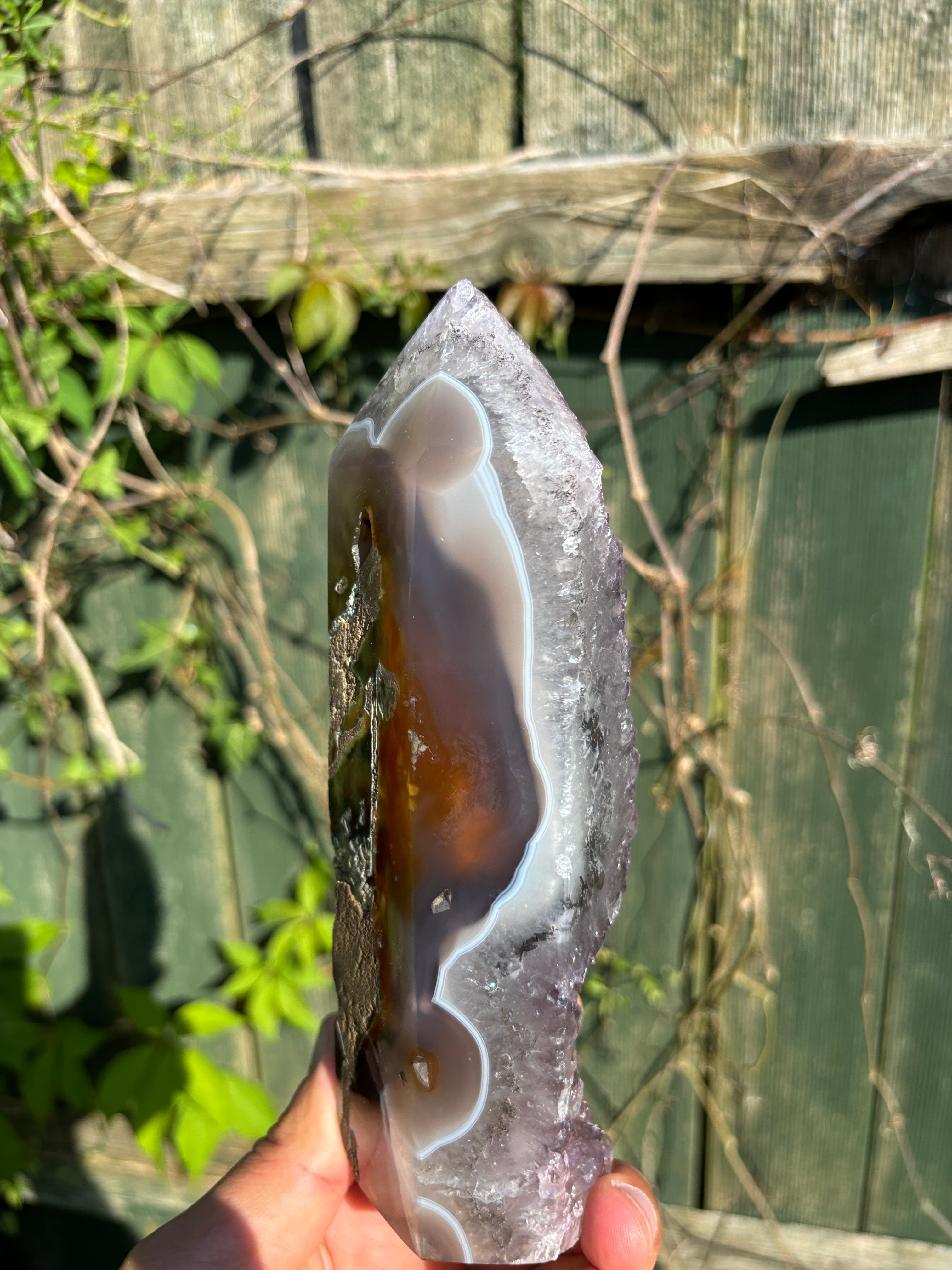Natural Agate Druzy Point | Premium Brazilian Crystal Tower | Polished Mineral Specimen | Luxury Home Decor