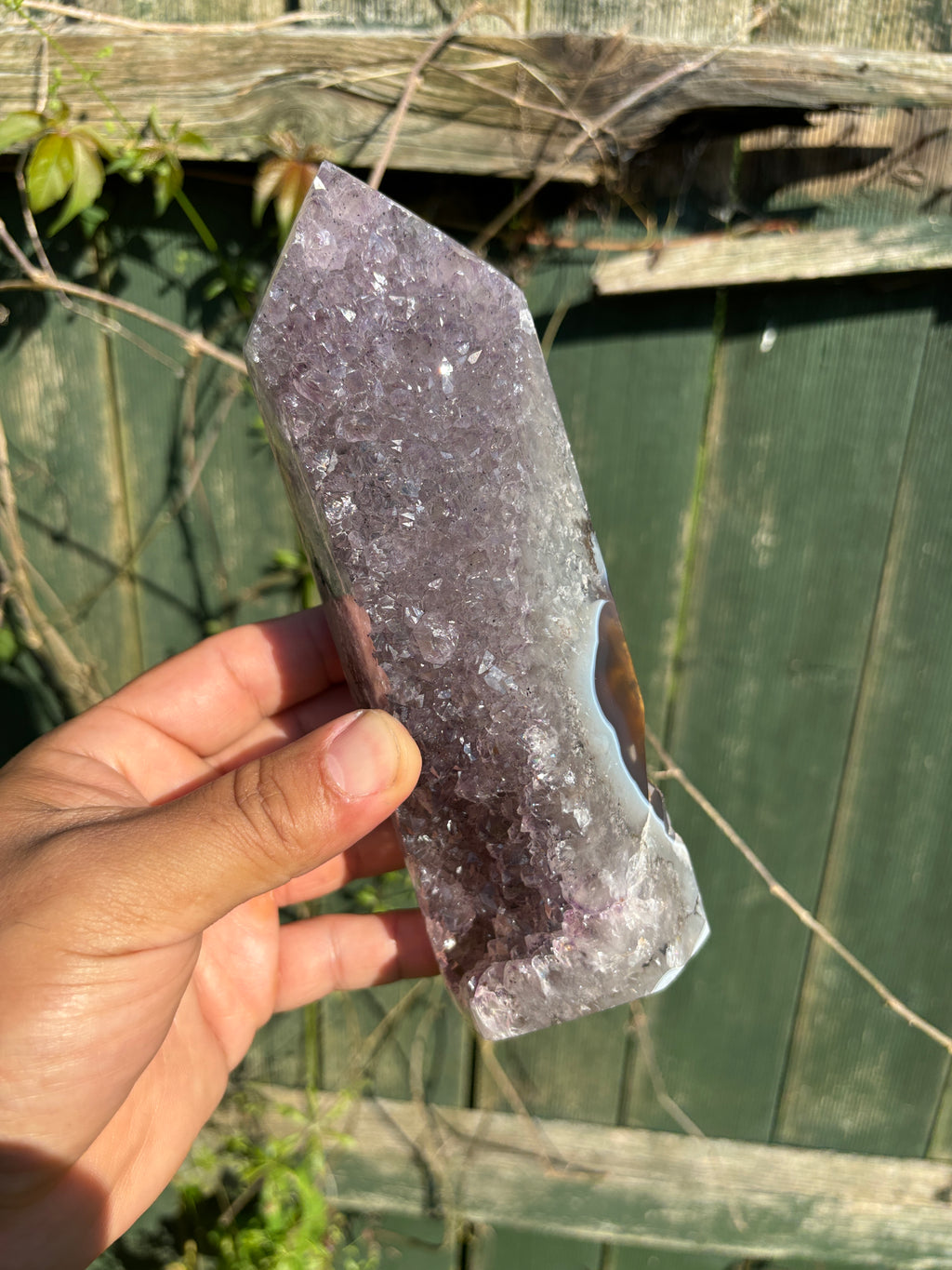Natural Agate Druzy Point | Premium Brazilian Crystal Tower | Polished Mineral Specimen | Luxury Home Decor