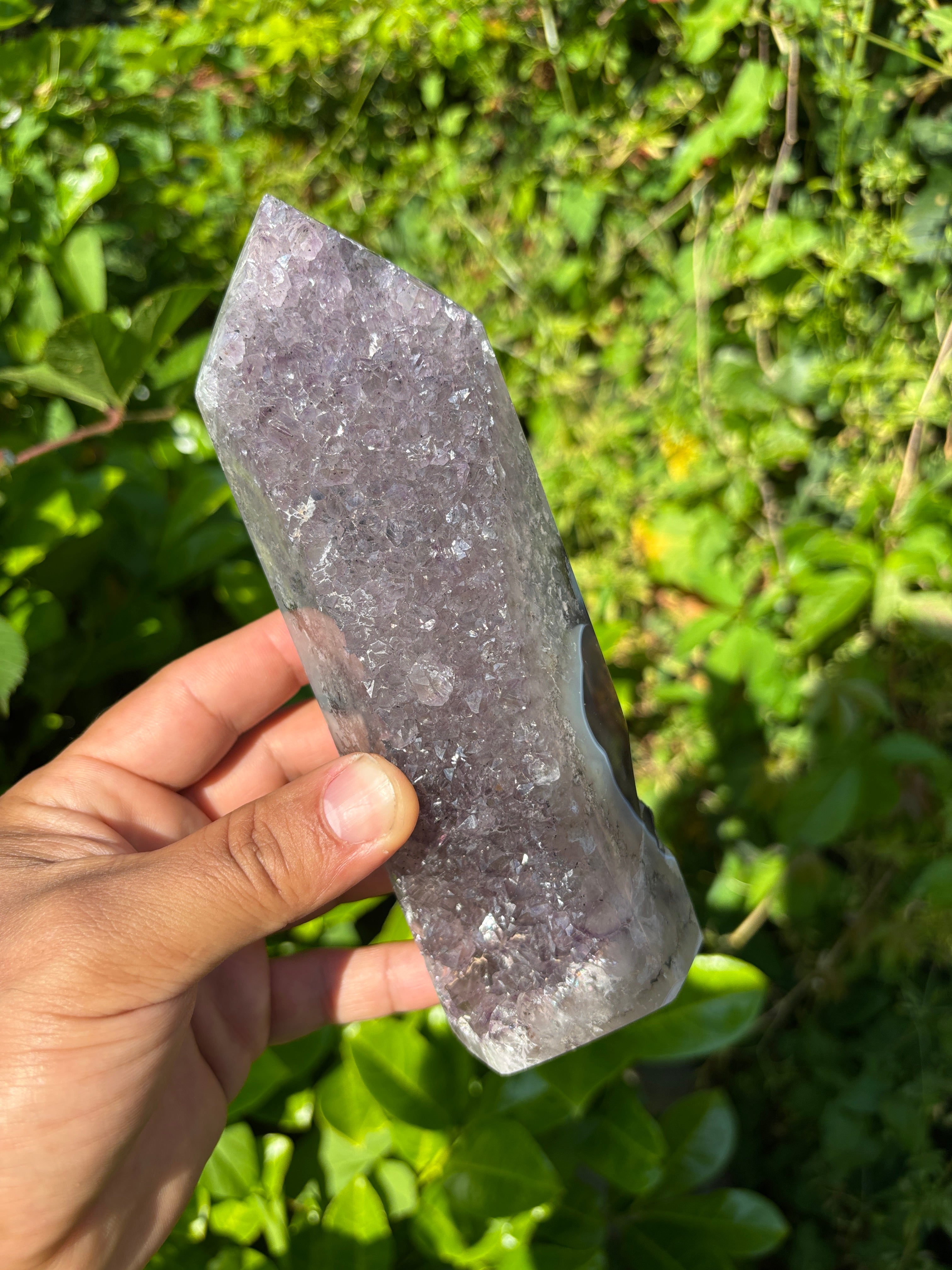 Natural Agate Druzy Point | Premium Brazilian Crystal Tower | Polished Mineral Specimen | Luxury Home Decor