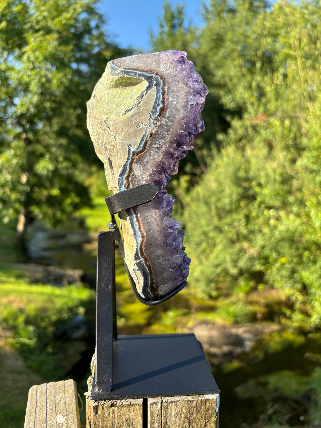 Extra Quality Amethyst Druzy Geode on Elegant Black Stand | Natural Brazilian Amethyst Cluster | Luxury Home Decor Crystal