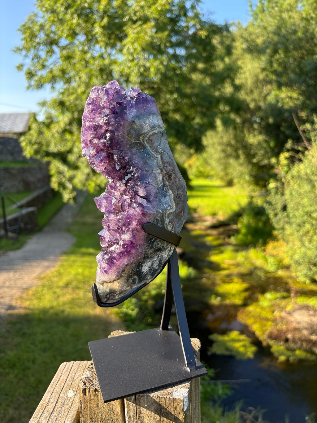 Extra Quality Amethyst Druzy Geode on Elegant Black Stand | Natural Brazilian Amethyst Cluster | Luxury Home Decor Crystal