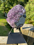 Extra Quality Amethyst Druzy Geode on Elegant Black Stand | Natural Brazilian Amethyst Cluster | Luxury Home Decor Crystal