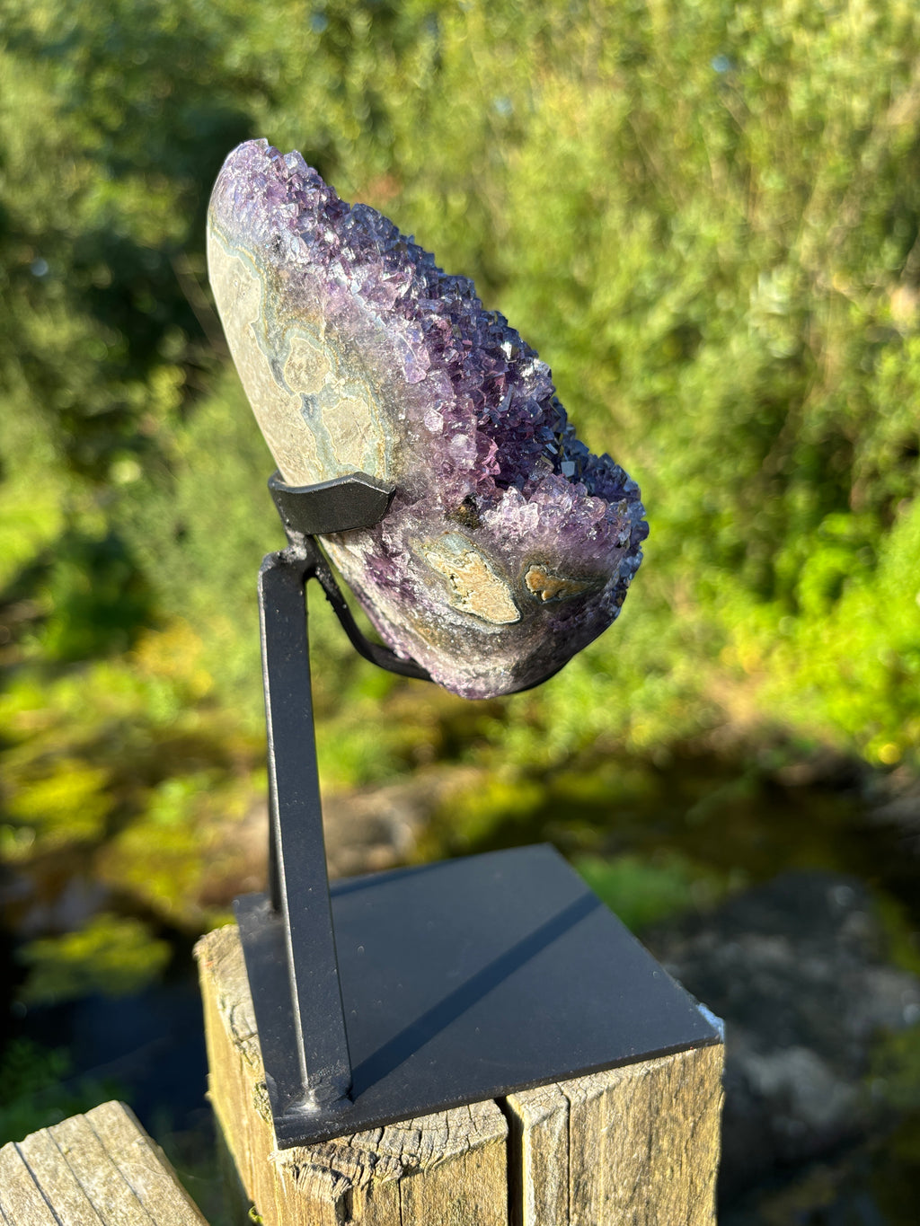 Extra Quality Amethyst Druzy Geode on Elegant Black Stand | Natural Brazilian Amethyst Cluster | Luxury Home Decor Crystal