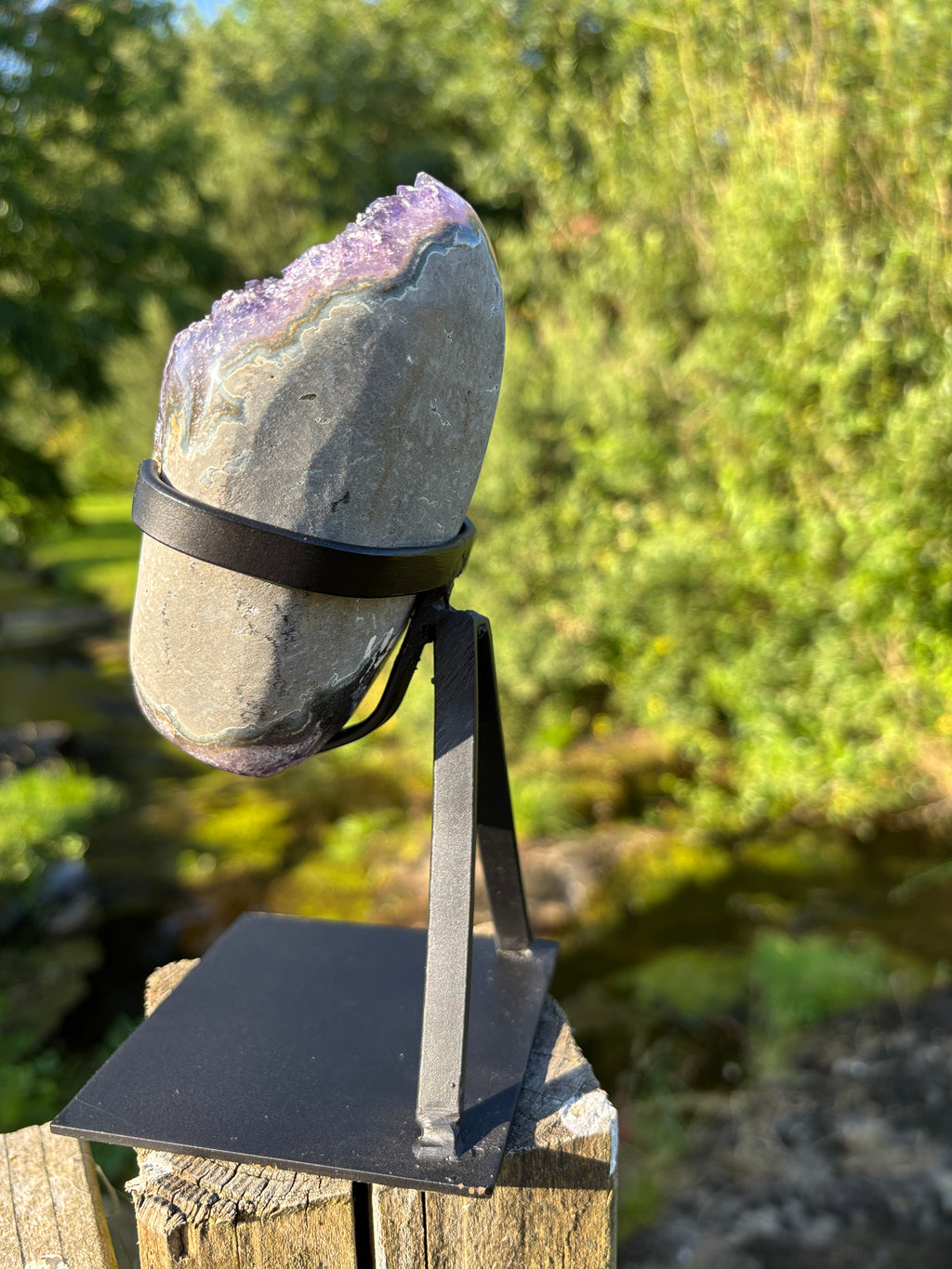 Extra Quality Amethyst Druzy Geode on Elegant Black Stand | Natural Brazilian Amethyst Cluster | Luxury Home Decor Crystal