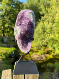 Extra Quality Amethyst Druzy Geode on Elegant Black Stand | Natural Brazilian Amethyst Cluster | Luxury Home Decor Crystal