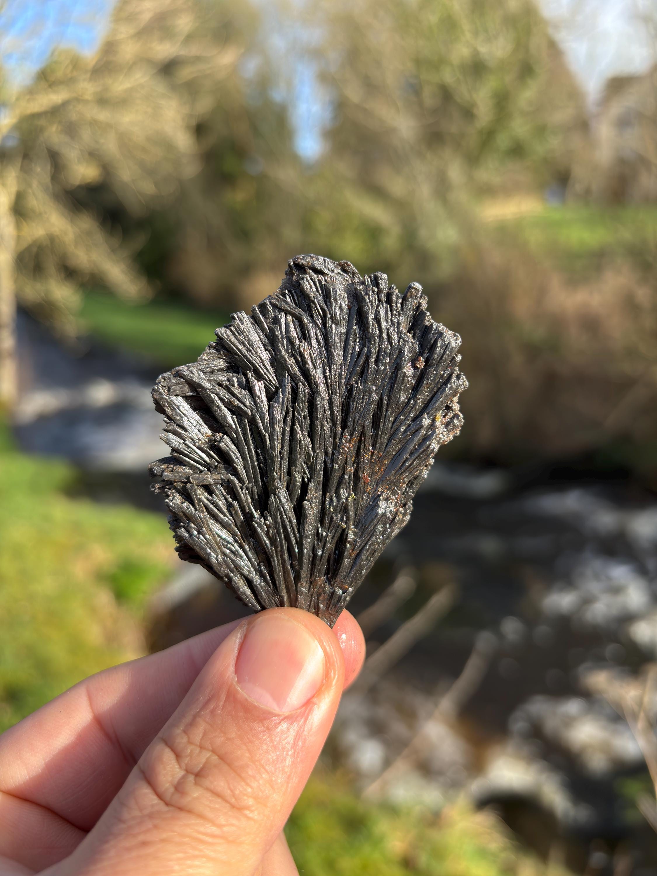 Black Kyanite Rough Crystal | Witch’s Broom, Protection Stone from Brazil