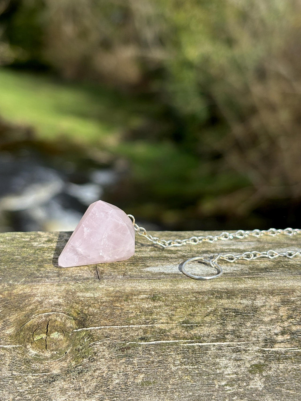 Rose Quartz Pendulum | Faceted Crystal Dowsing Tool | Heart Chakra Healing Stone | Divination Pendulum