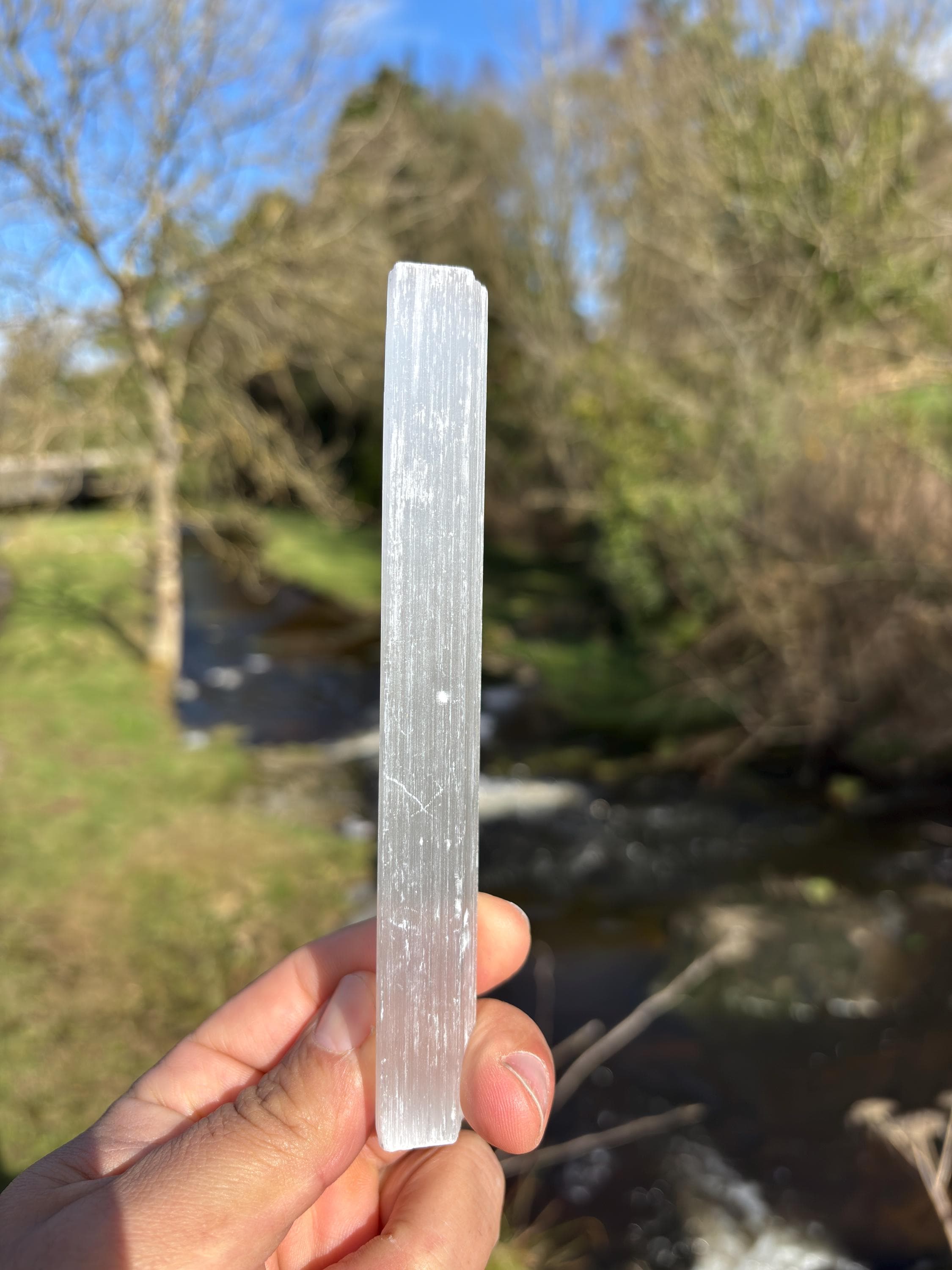 Natural Selenite Stick - Satin Spar Crystal Wand for Cleansing, Energy Clearing & Home Decor