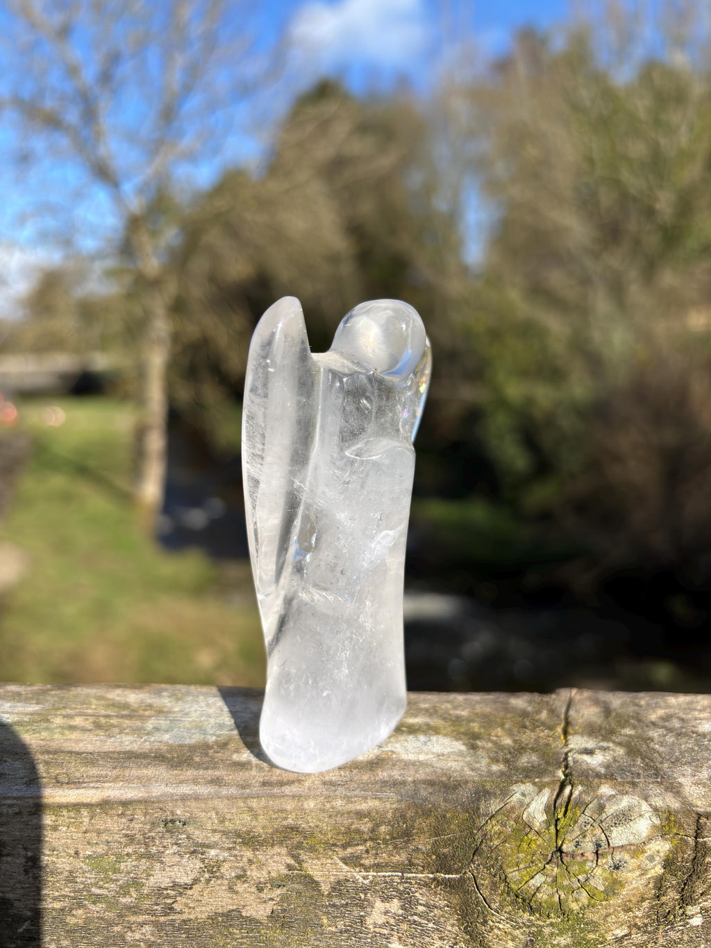Crystal Quartz Angel • Hand-Carved Healing Stone Statue (80mm)