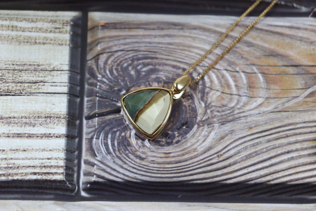 Jasper Necklace Pendant 18kt Gold Plated Jewelry Gemstone
