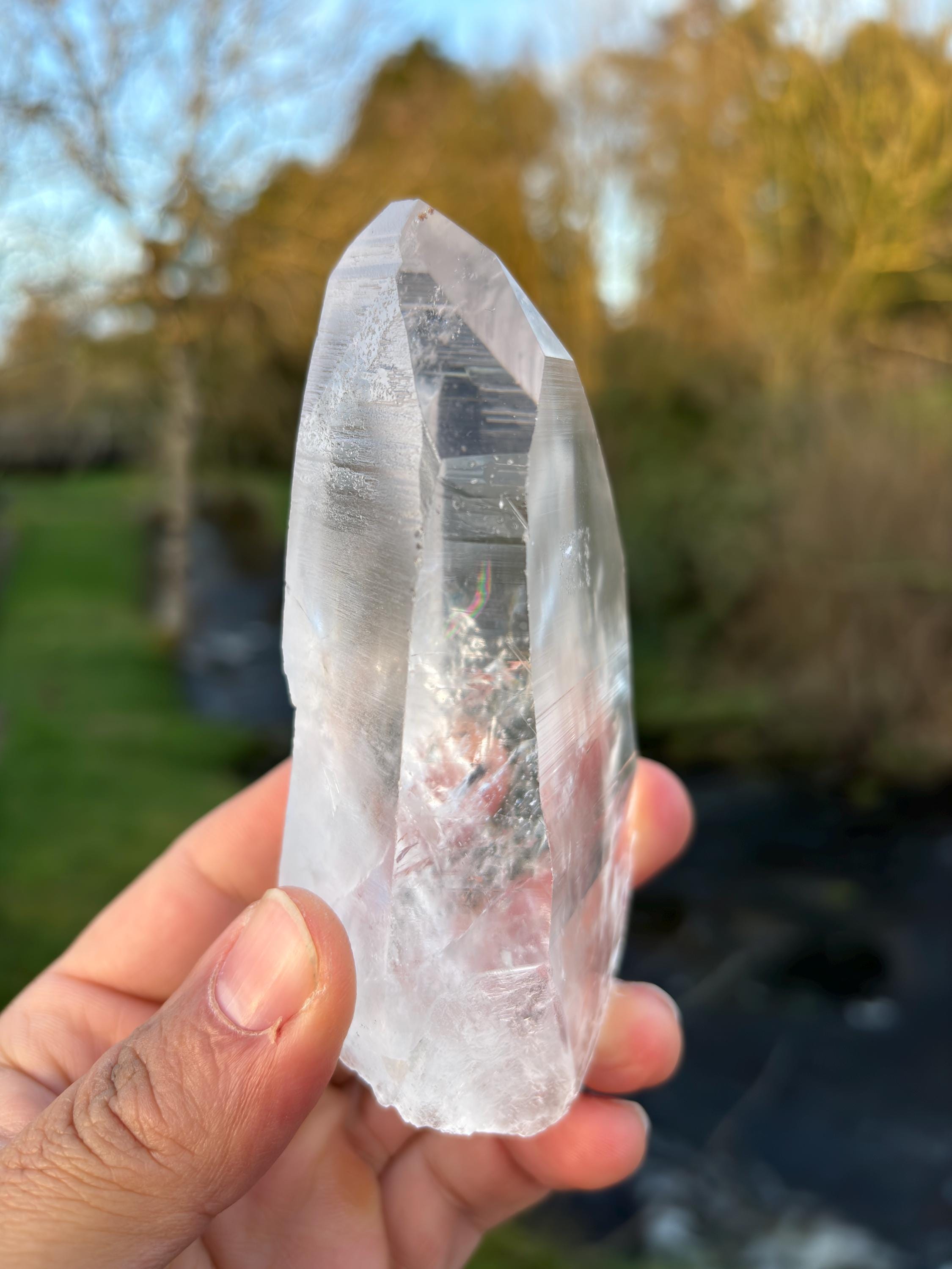 Natural Lemurian Quartz Point | Extra Clear Brazilian Crystal | High Transparency | Raw Collector Specimen | Healing Stone