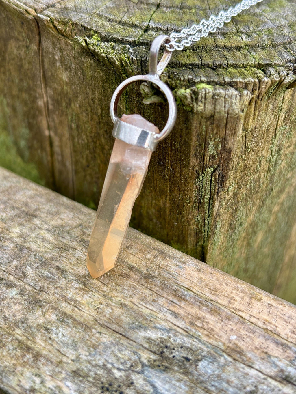 Tangerine Quartz Pendant 925 Silver | Natural Brazilian Crystal Necklace | Sacral Chakra Stone | Healing Jewelry